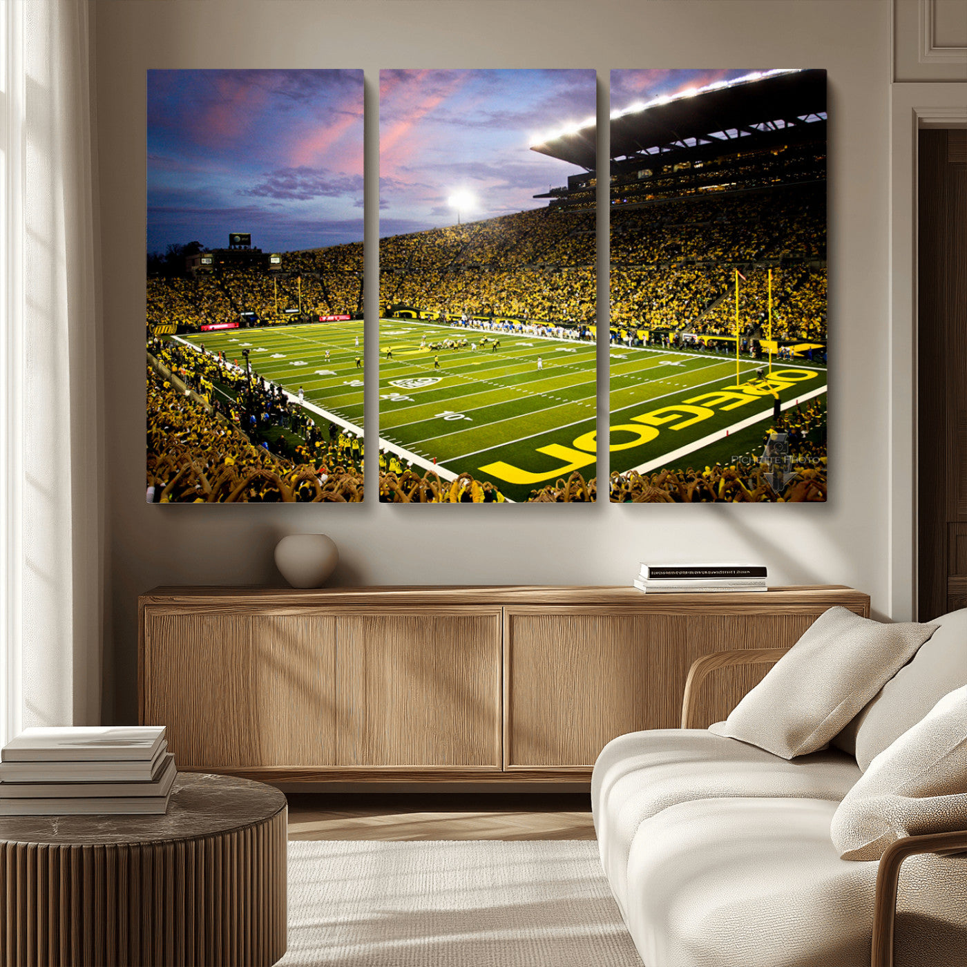MGV-CV-48X32-3P - University of Oregon Ducks Football Team Print - Eugene Autzen Stadium Wall Art Canvas Print