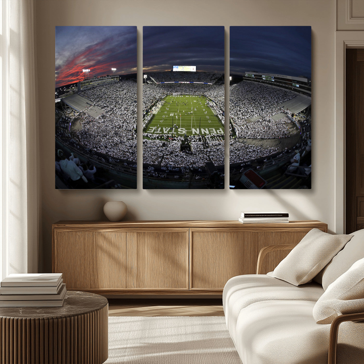 MGV-CV-48X32-3P - Penn State University Nittany Lions Football Team Print - University Park Beaver Stadium Wall Art