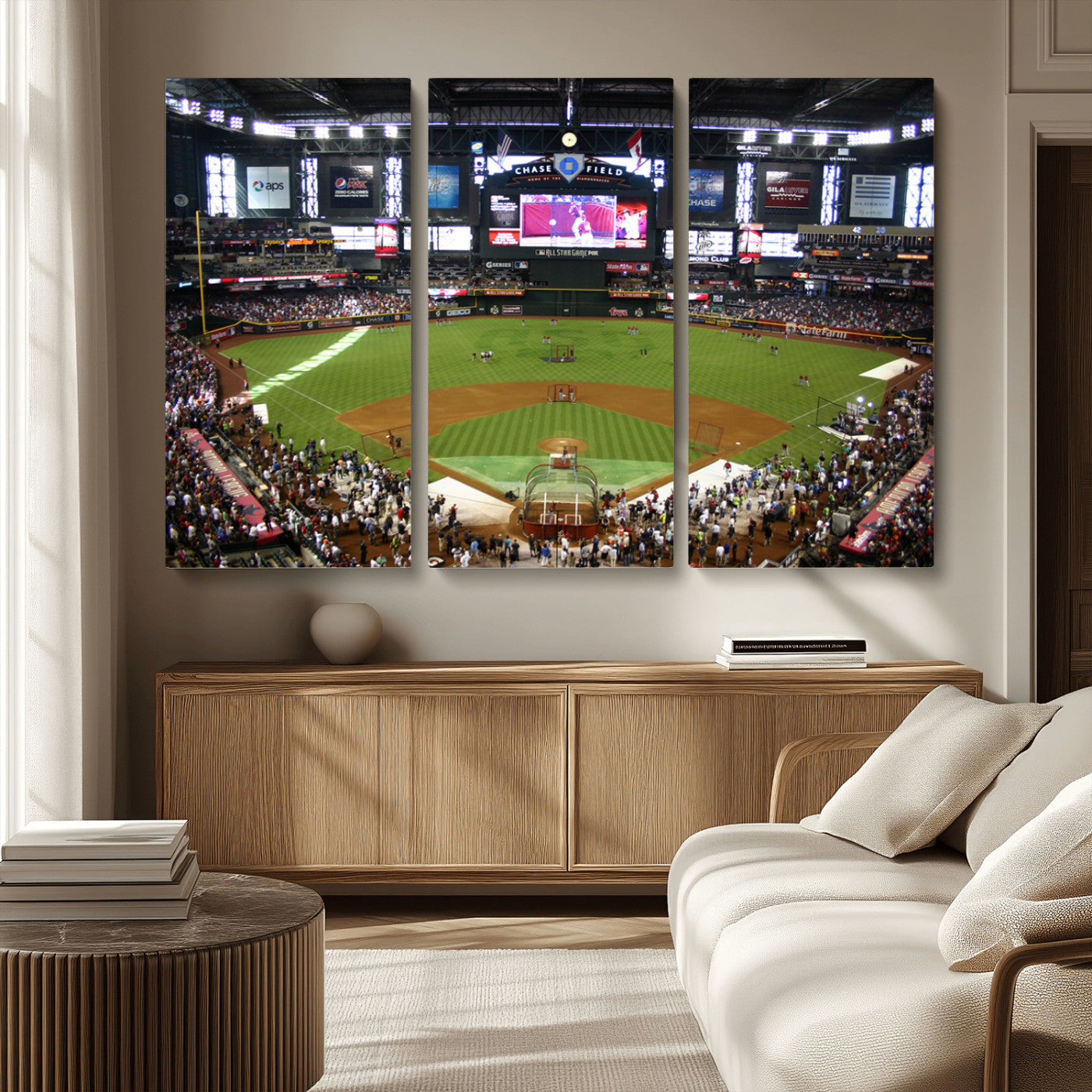 MGV-CV-48X32-3P - Arizona Diamondbacks Baseball Team Print - Phoenix Chase Field Baseball Stadium Wall Art Canvas