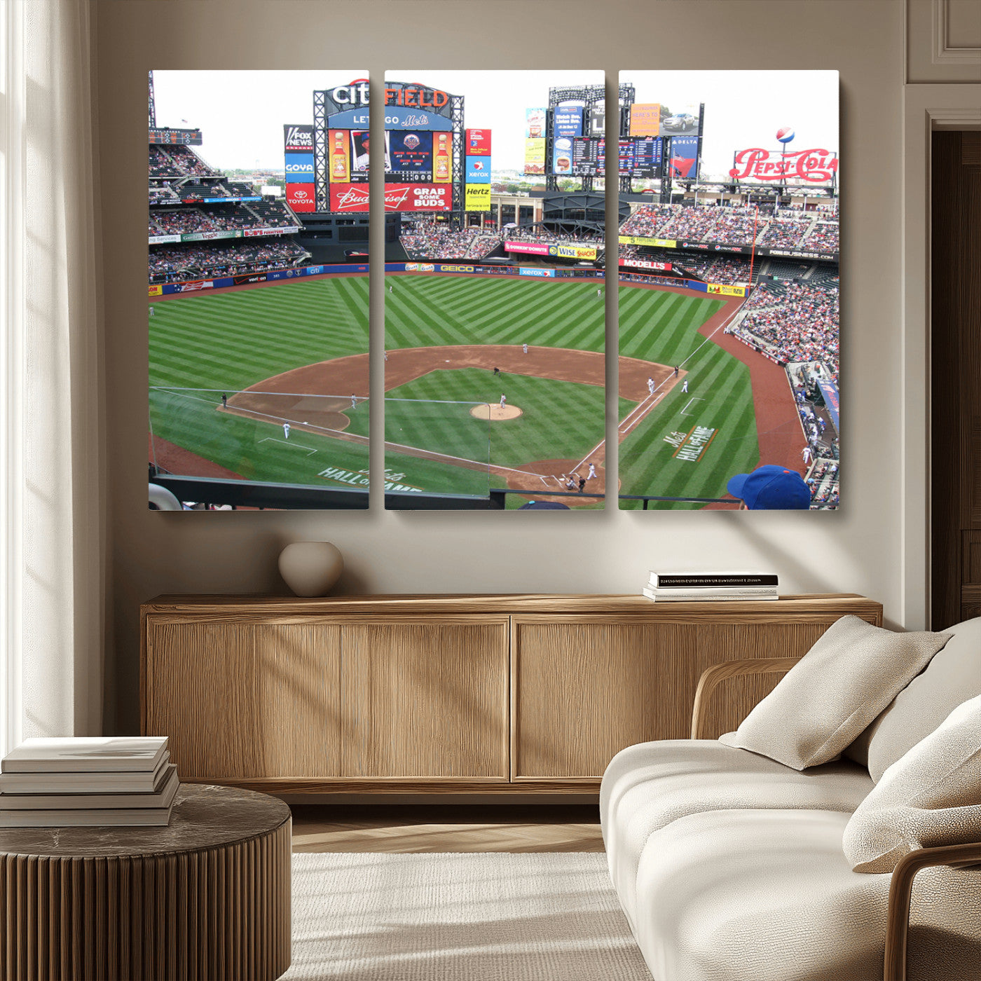 MGV-CV-48X32-3P - New York Mets Baseball Team Print - Citi Field Baseball Stadium Wall Art Canvas Print