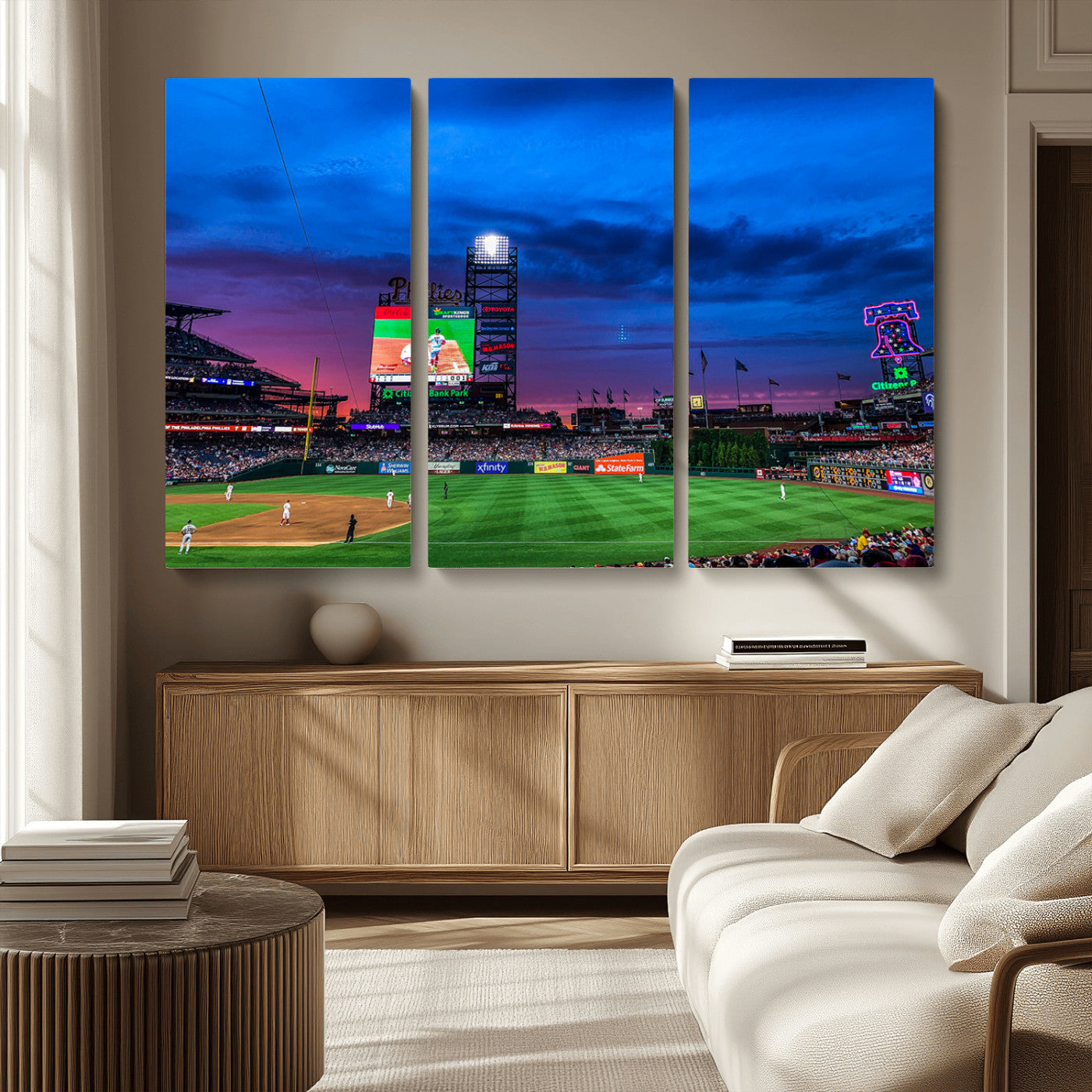 MGV-CV-48X32-3P - Philadelphia Phillies Baseball Team Print - Philadelphia Citizens Bank Park Stadium Canvas Wall Art