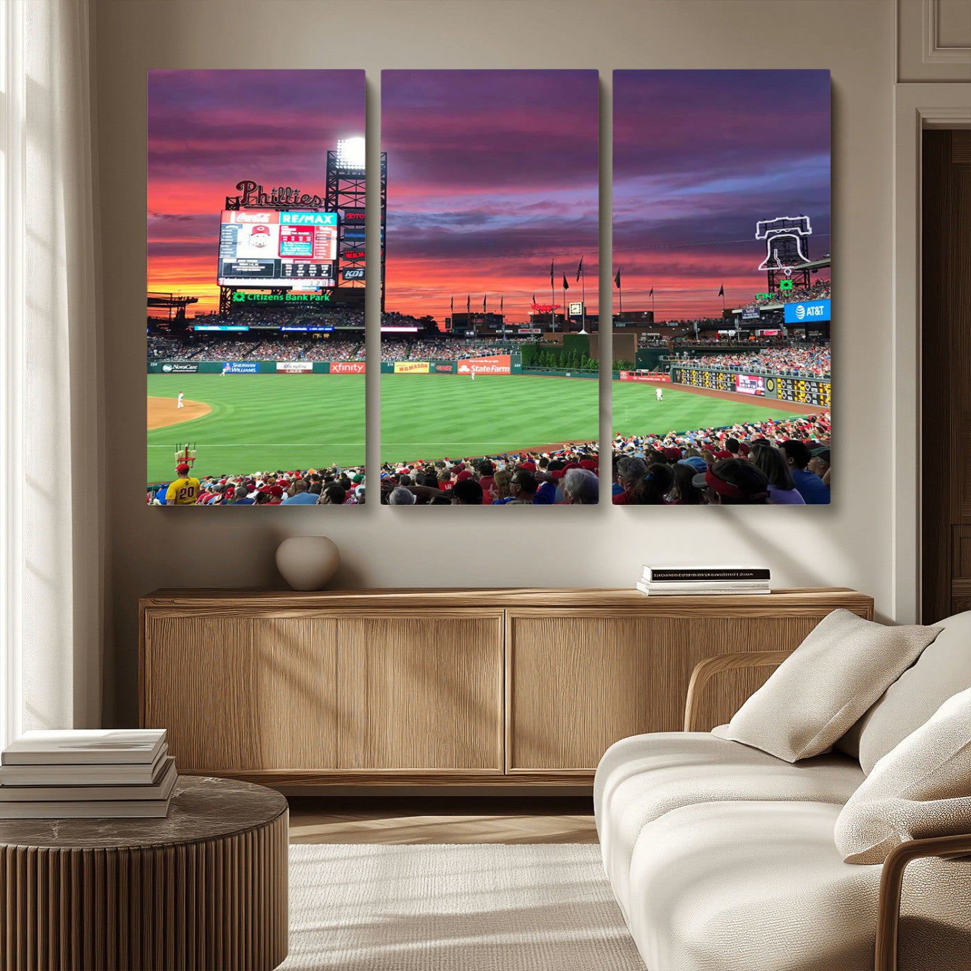 MGV-CV-48X32-3P - Philadelphia Phillies Baseball Team Print - Philadelphia Citizens Bank Park Stadium Wall Art Canvas