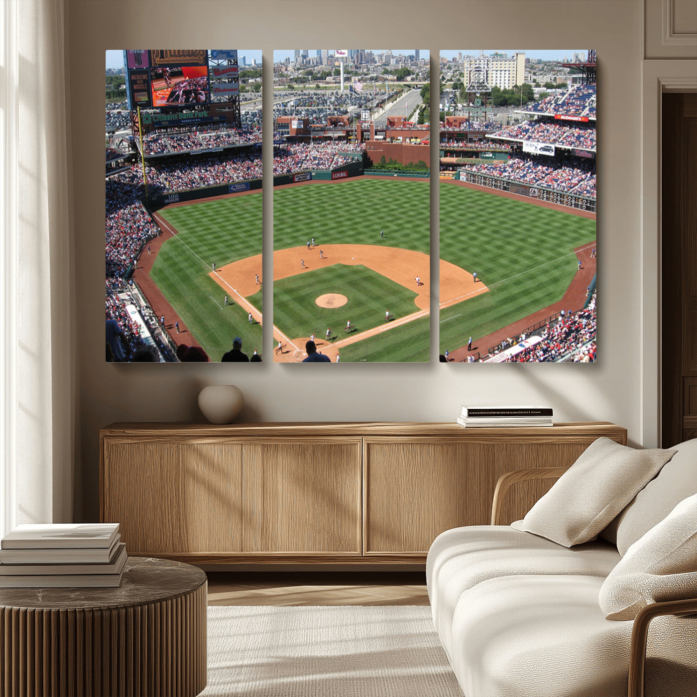 MGV-CV-48X32-3P - Philadelphia Phillies Baseball Team Print - Philadelphia Citizens Bank Park Stadium Wall Art Canvas