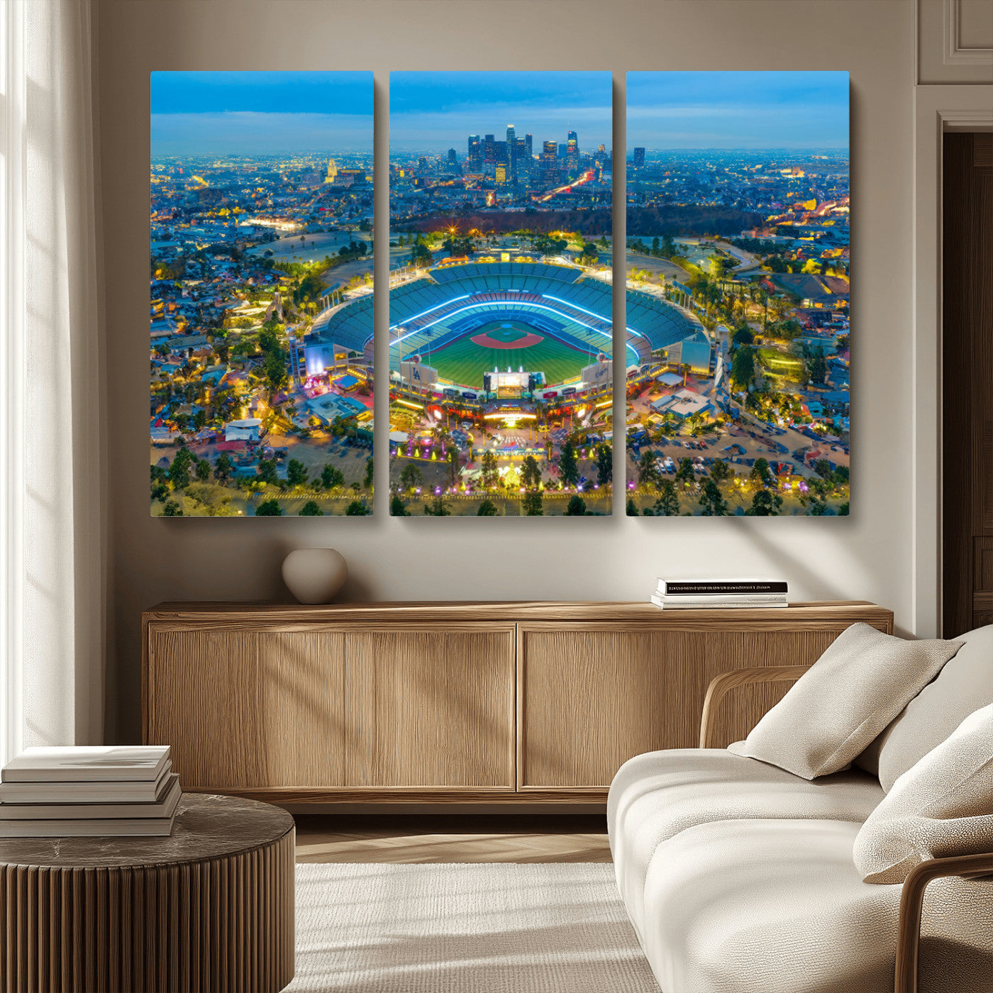 MGV-CV-48X32-3P - Los Angeles Dodgers Wall Art Canvas, Dodger Stadium Wall Art Canvas Print - MLB Baseball Stadium
