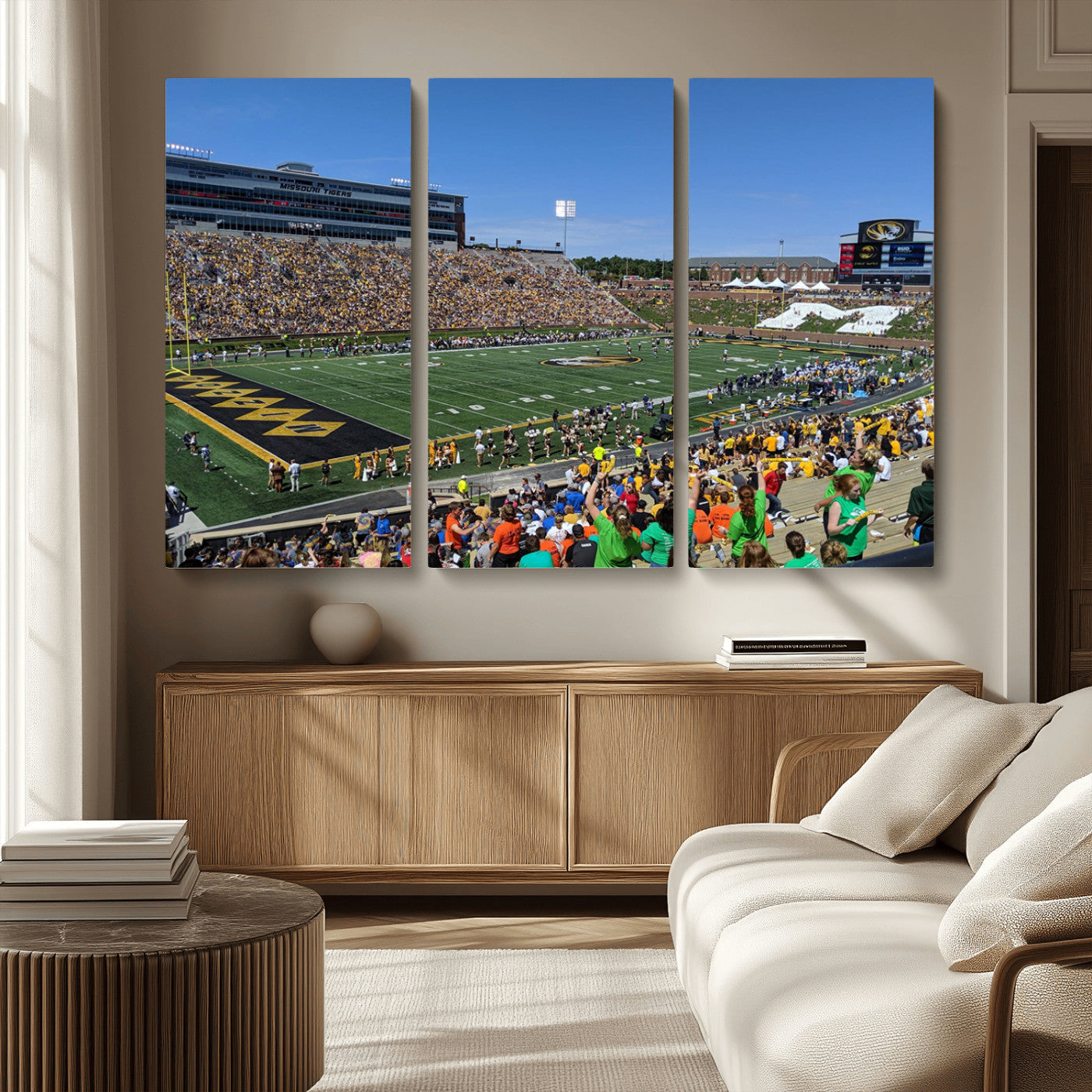 MGV-CV-48X32-3P - University of Missouri Tigers Football Team Print - Columbia Faurot Field Memorial Stadium Wall Art