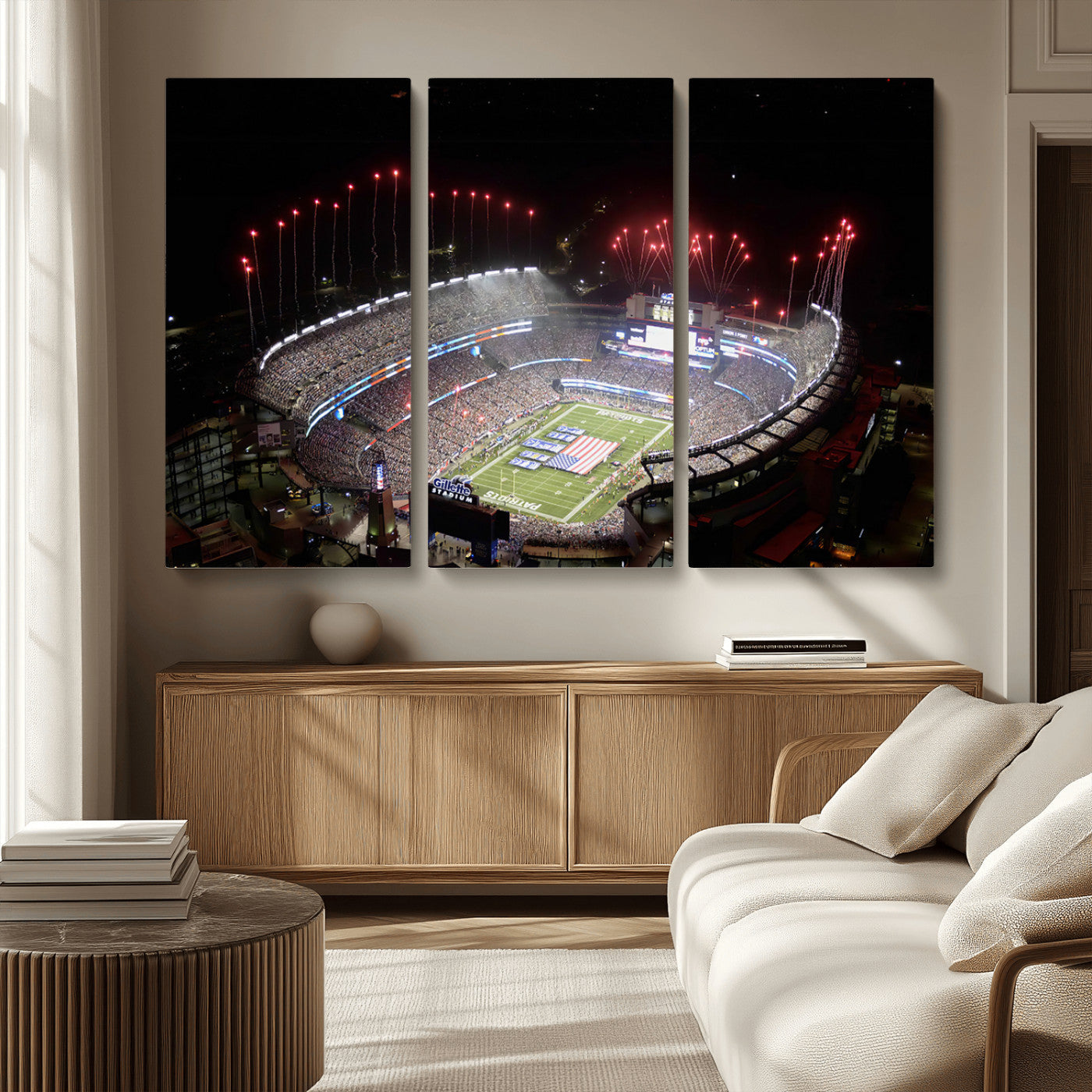 MGV-CV-48X32-3P - New England Patriots Team Print Wall Art- Foxborough Gillette Stadium Wall Art Canvas Print