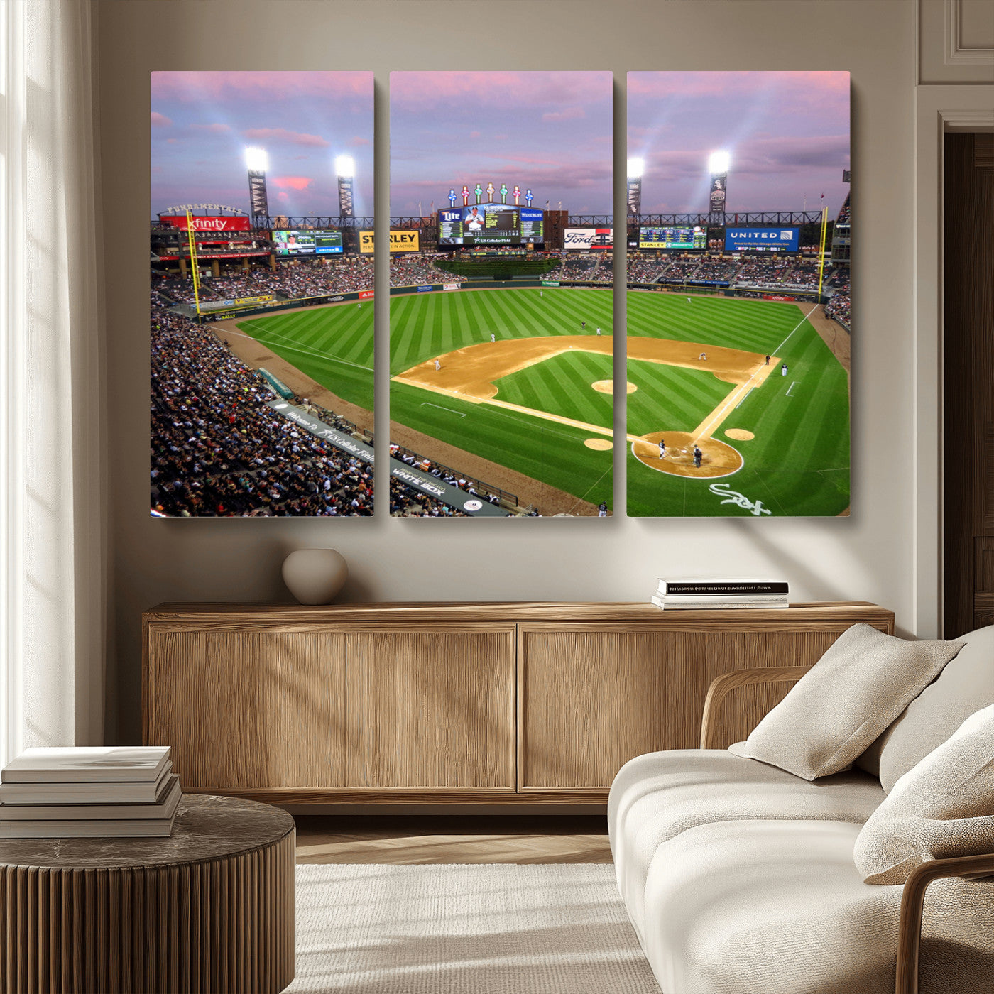MGV-CV-48X32-3P - Chicago White Sox Baseball Team Print Canvas- Guaranteed Rate Field Stadium Wall Art Canvas Print