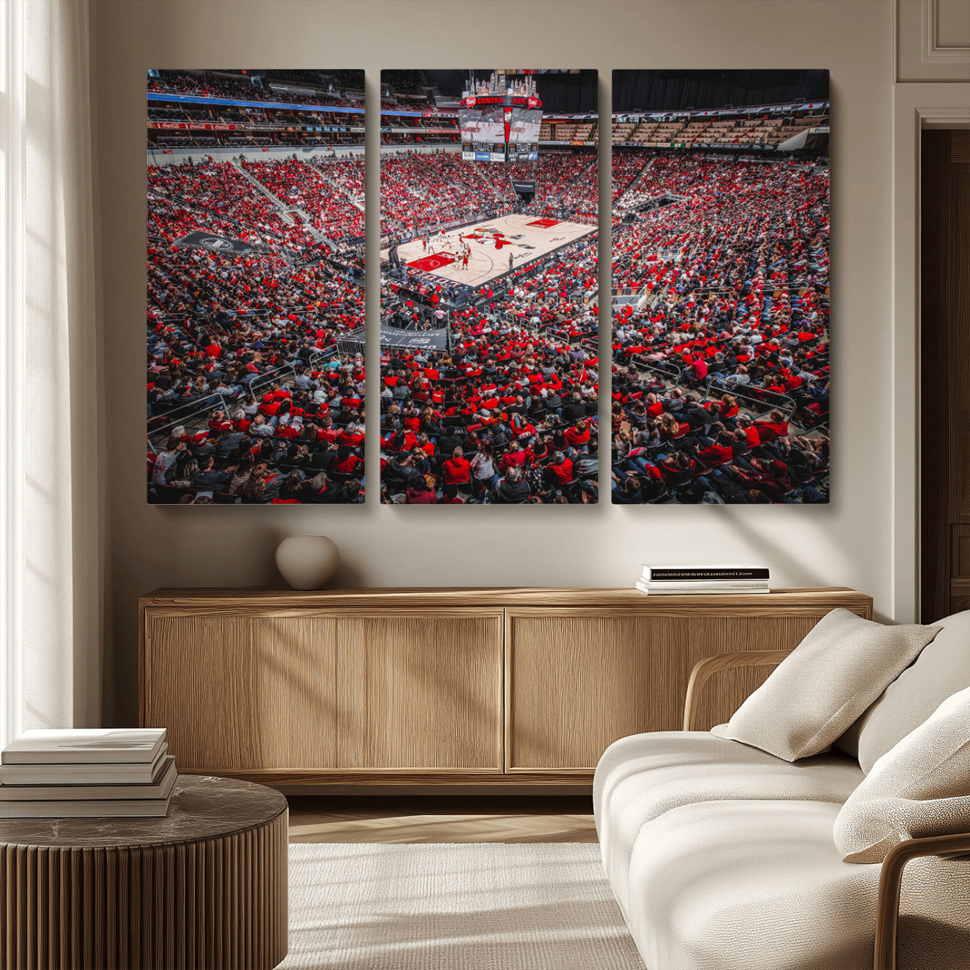MGV-CV-48X32-3P - Louisville Cardinals Basketball Print Canvas - Louisville KFC Yum Center Arena Wall Art Canvas Print