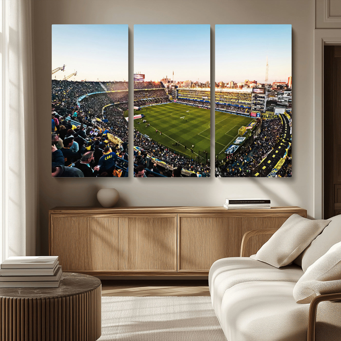 MGV-CV-48X32-3P - Boca Juniors Soccer Team Print - Buenos Aires Bombonera Stadium Wall Art Canvas Print