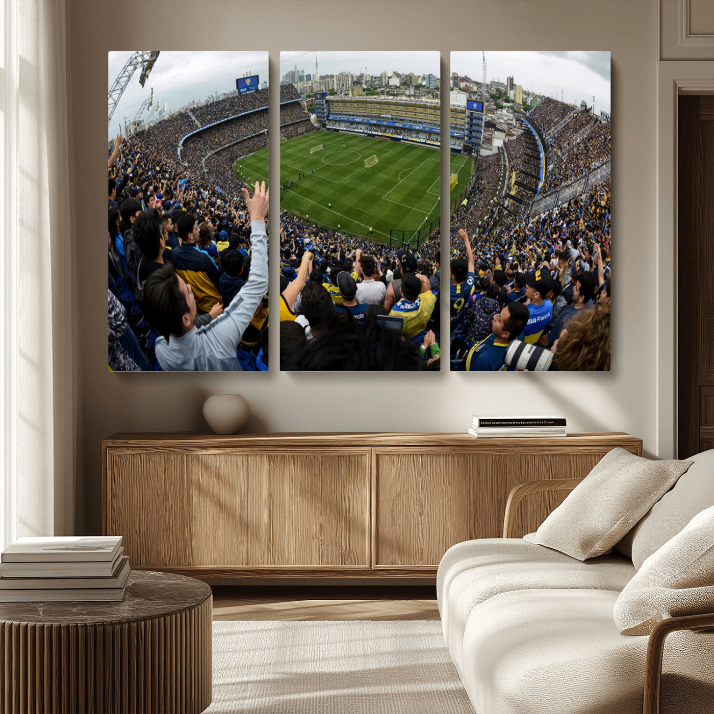 MGV-CV-48X32-3P - Boca Juniors Soccer Team Print - Buenos Aires Bombonera Stadium Wall Art Canvas Print