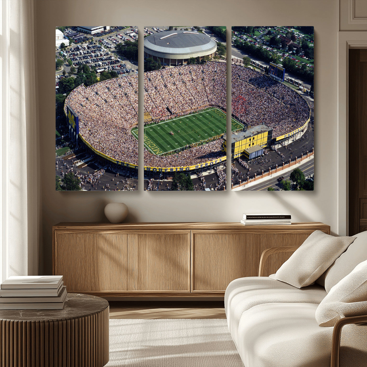 MGV-CV-48X32-3P - Michigan Wolverines Football Team Print - Ann Arbor Michigan Stadium Print, Michigan Wolverines