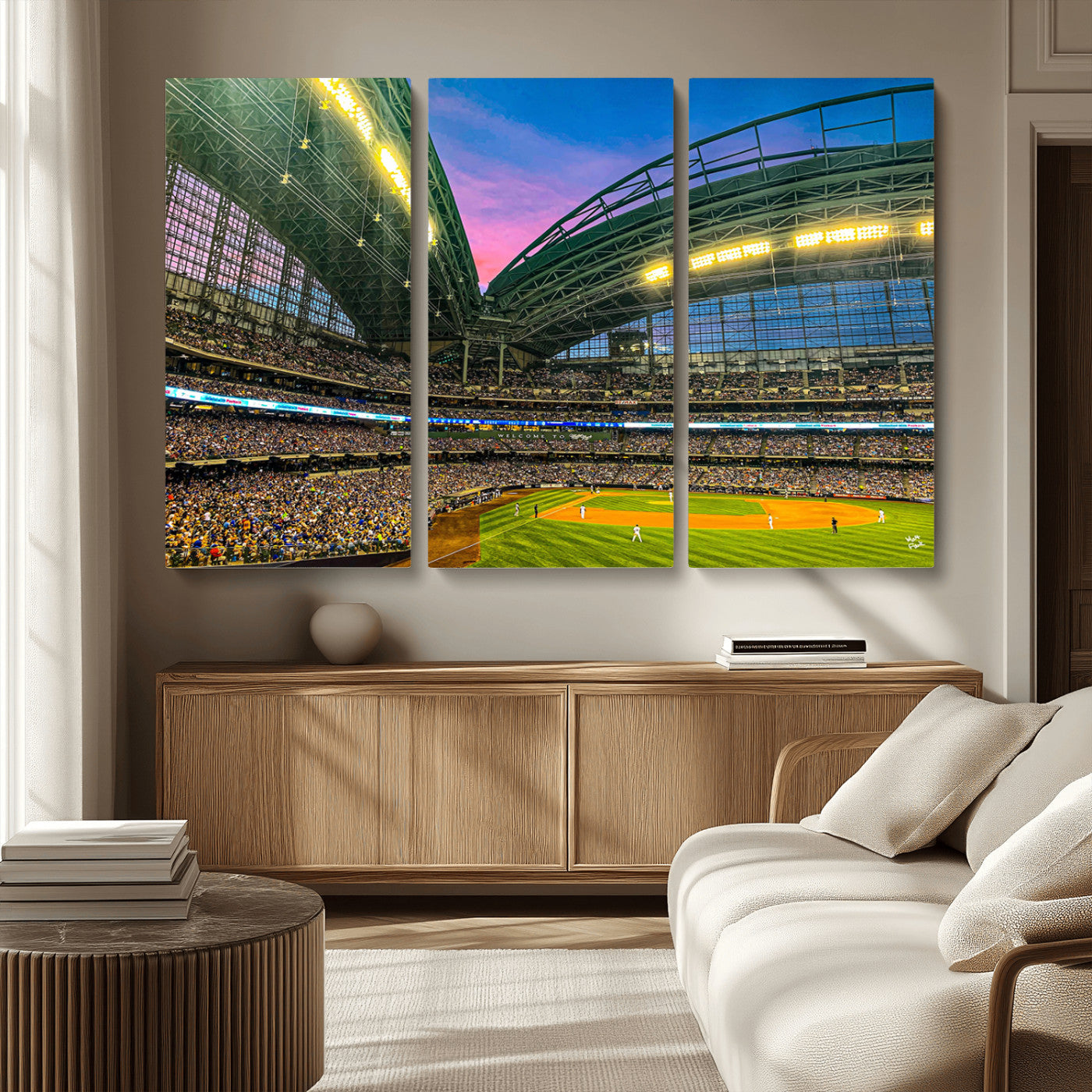 MGV-CV-48X32-3P - Milwaukee Brewers Baseball Team Print Canvas- American Family Field Stadium Wall Art Canvas Print