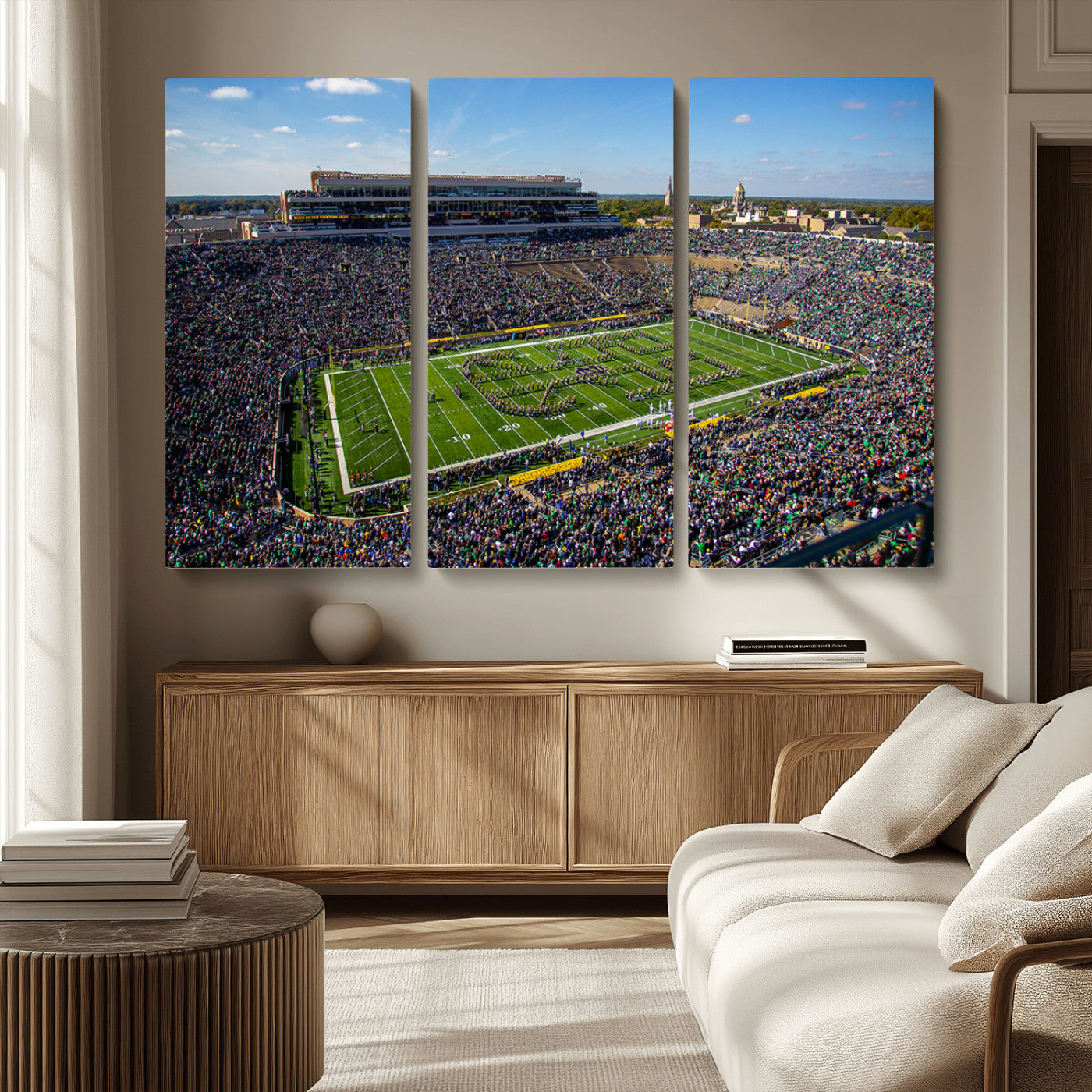 MGV-CV-48X32-3P - Notre Dame Fighting Irish Football Team Print - Notre Dame Stadium Wall Art Canvas Print
