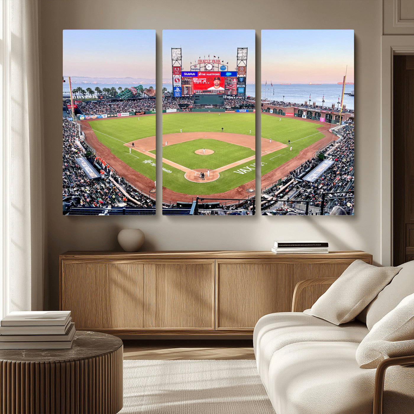 MGV-CV-48X32-3P - San Francisco Giants Baseball Team Print - Oracle Park Stadium Wall Art Canvas Print