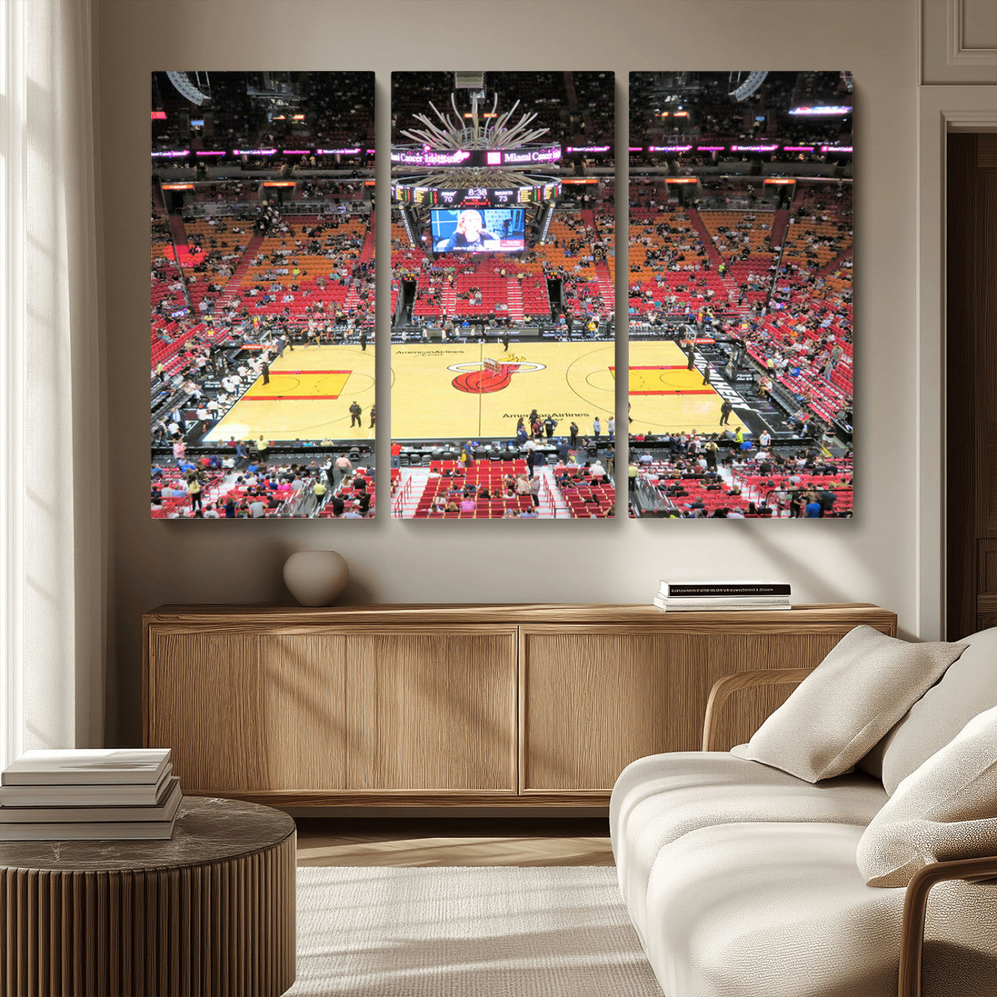 MGV-CV-48X32-3P - Miami Heat Basketball Team Print Wall Art- Kaseya Center Stadium Wall Art Canvas Print