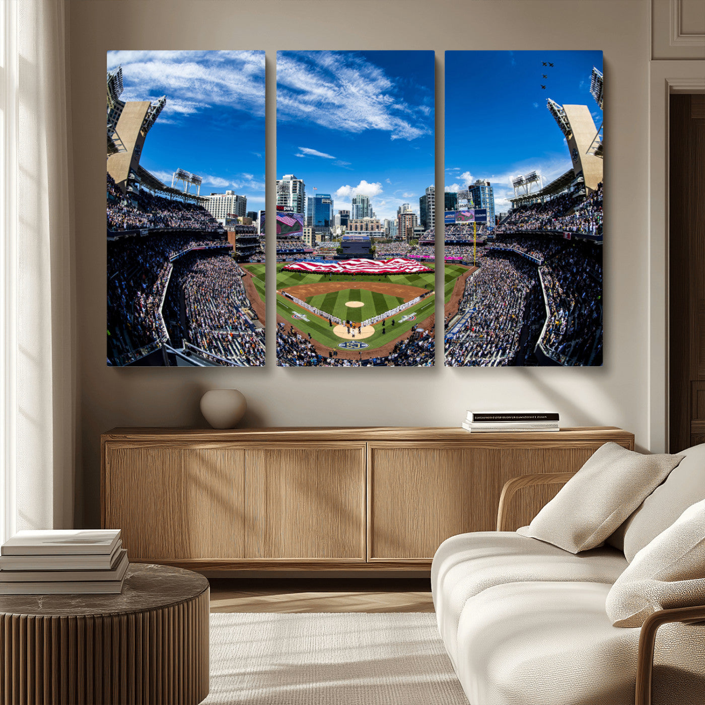 MGV-CV-48X32-3P - San Diego Padres Baseball Team Print - Petco Park Stadium Wall Art Canvas Print