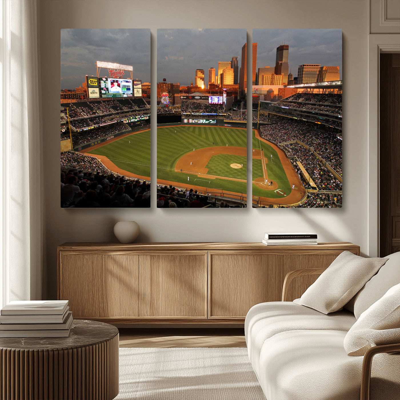 MGV-CV-48X32-3P - Minnesota Twins Baseball Team Print - Minneapolis Target Field Stadium Wall Art Canvas Print