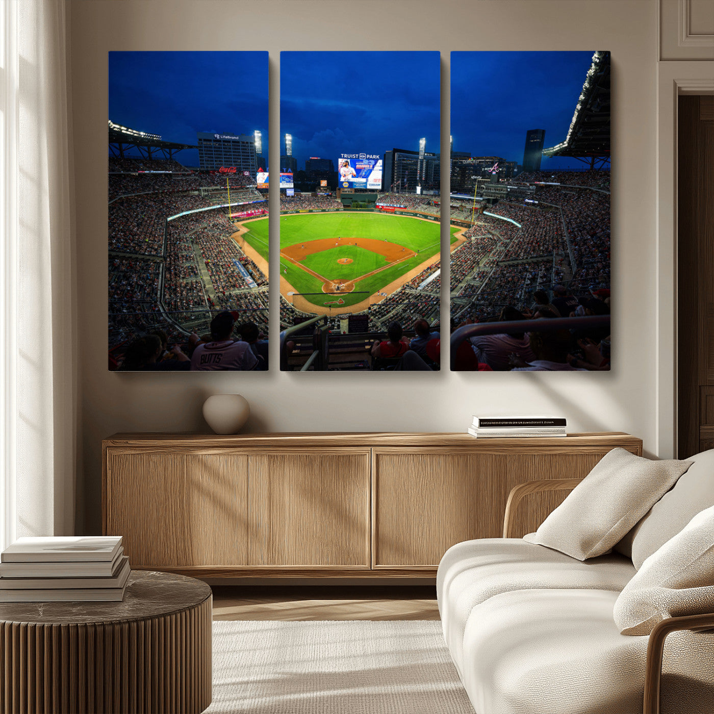 MGV-CV-48X32-3P - Truist Park Night Game Canvas Art - Atlanta Braves Stadium Wall Art Canvas