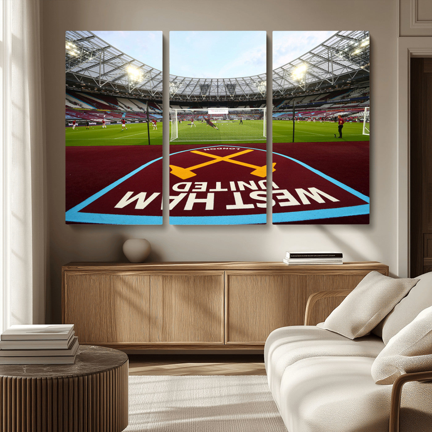 MGV-CV-48X32-3P - West Ham United FC Stadium Canvas Wall Art – London Stadium Football Print – Premier League Team