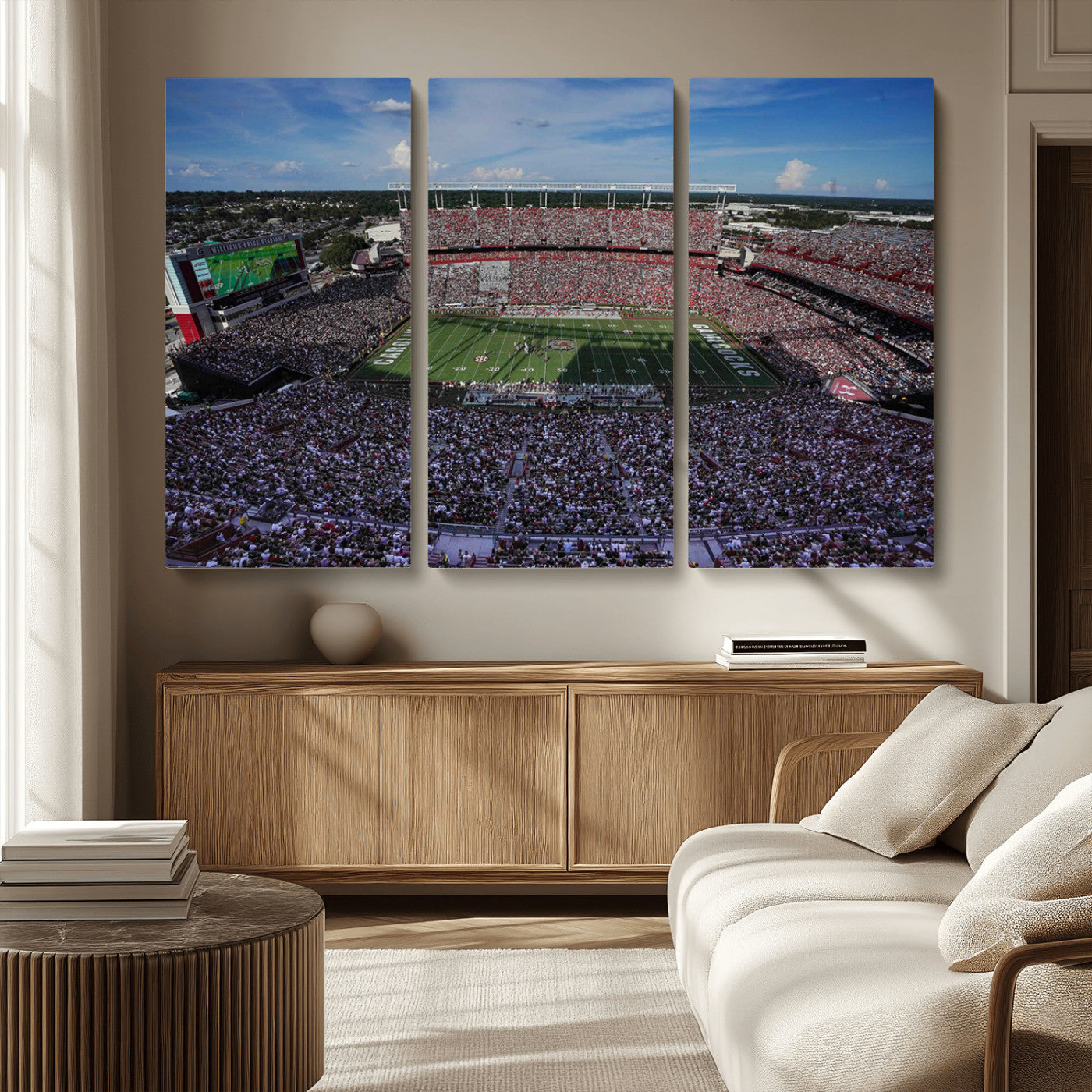 MGV-CV-48X32-3P - South Carolina Gamecocks Football Team Print - Columbia Williams-Brice Stadium Wall Art Canvas Print
