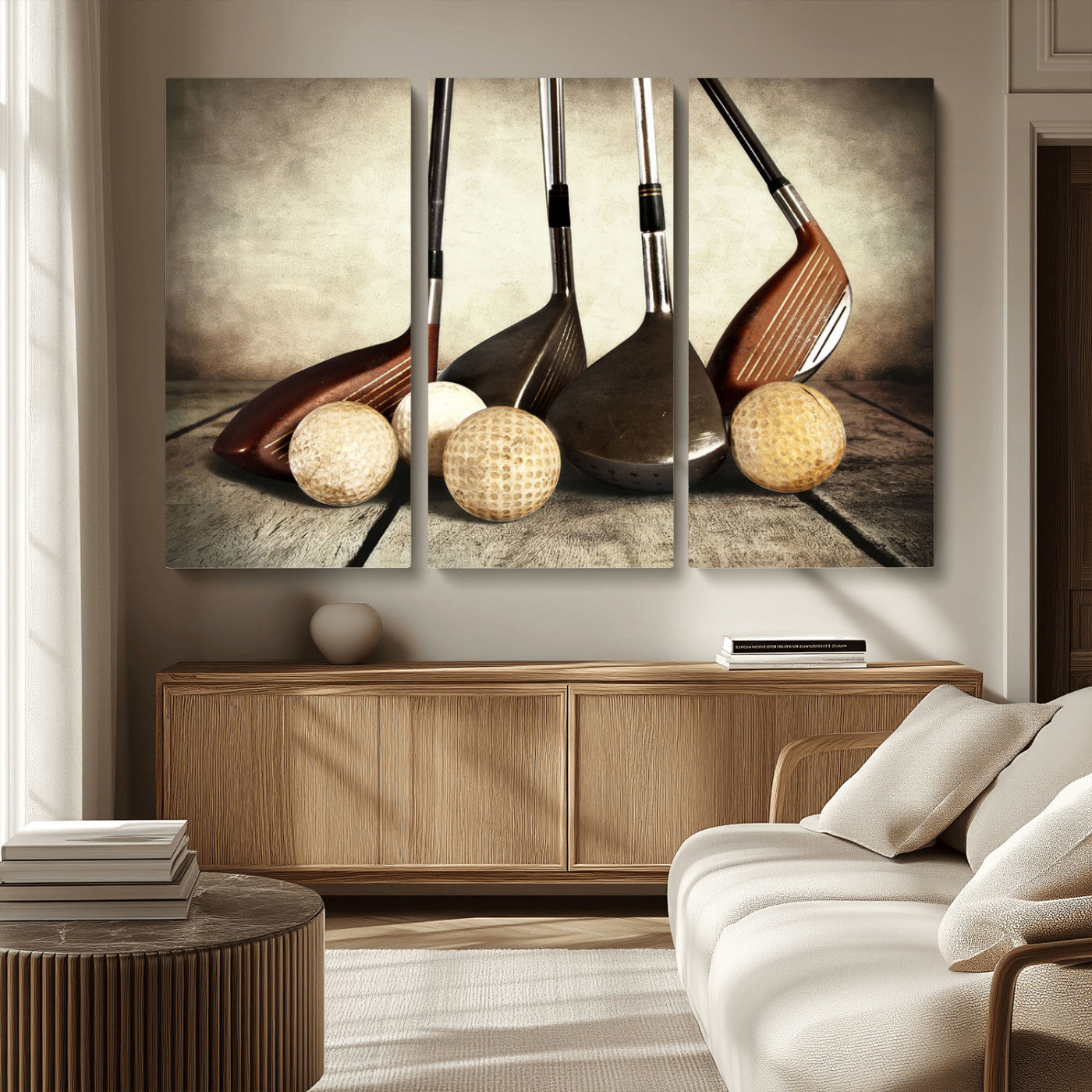 MGV-CV-48X32-3P - Vintage Golf Ball Art | Golf Decor for Man Cave or Office | Ready to Hang and Framed