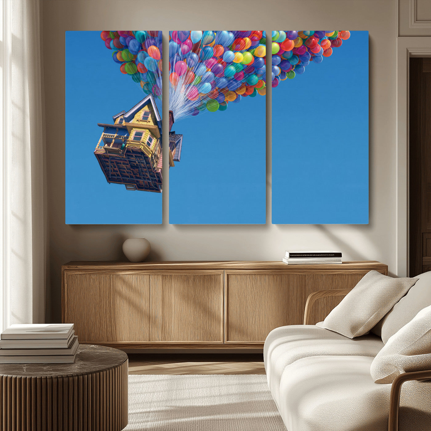 MGV-CV-48X32-3P - Carl Fredricksen, Up Movie Wall Art, Balloons Wall Art, Air Balloons for Kids Room Print