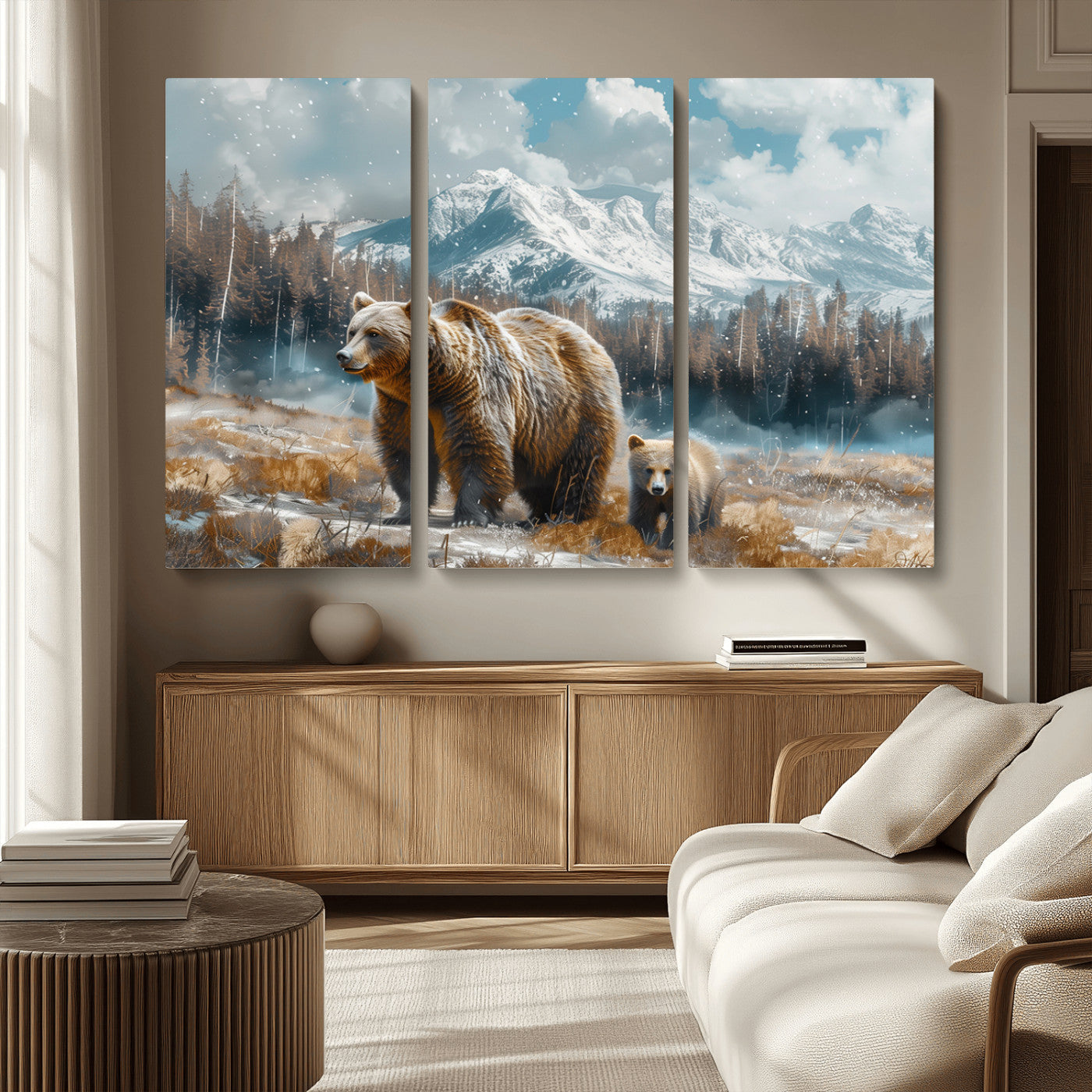 MGV-CV-48X32-3P - Bear and Baby Bear Wall Art Canvas Print