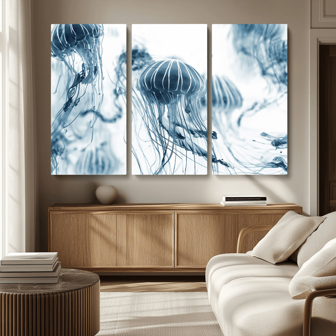 MGV-CV-48X32-3P - Abstract Jellyfish Canvas Print Wall Art