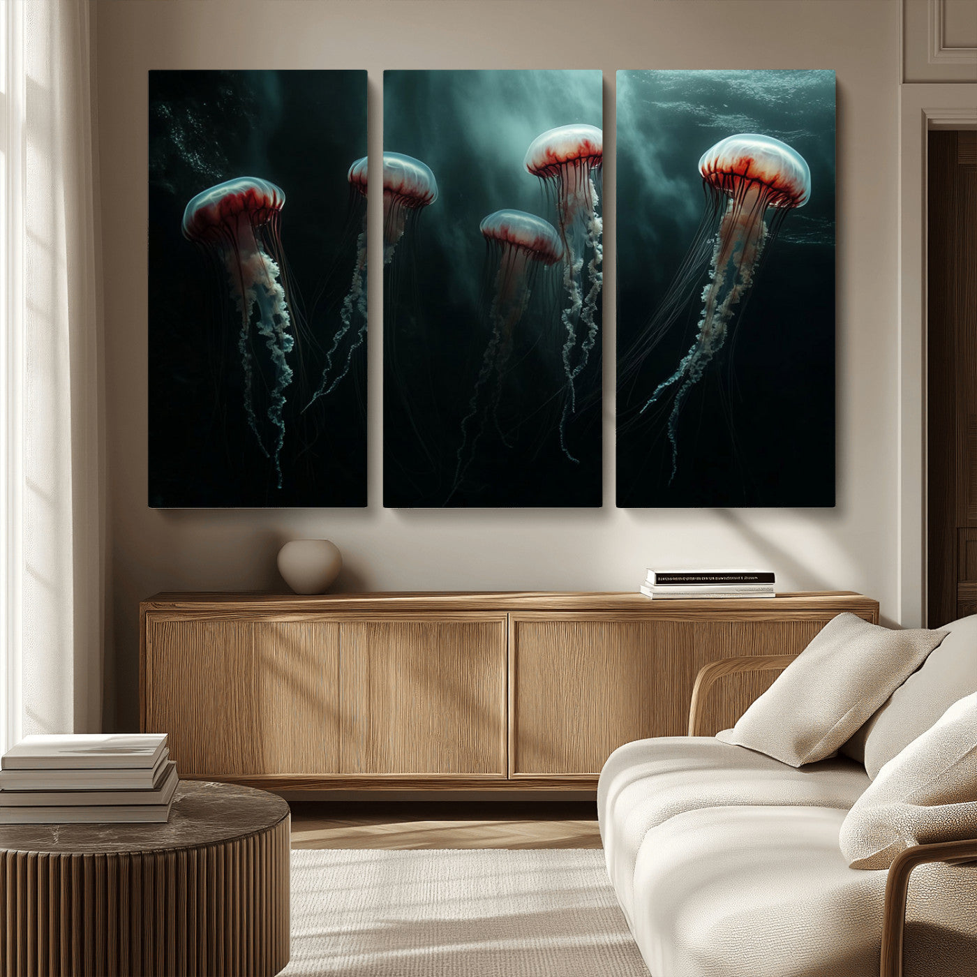 MGV-CV-48X32-3P - Abstract Jellyfish Wall Art Canvas Print