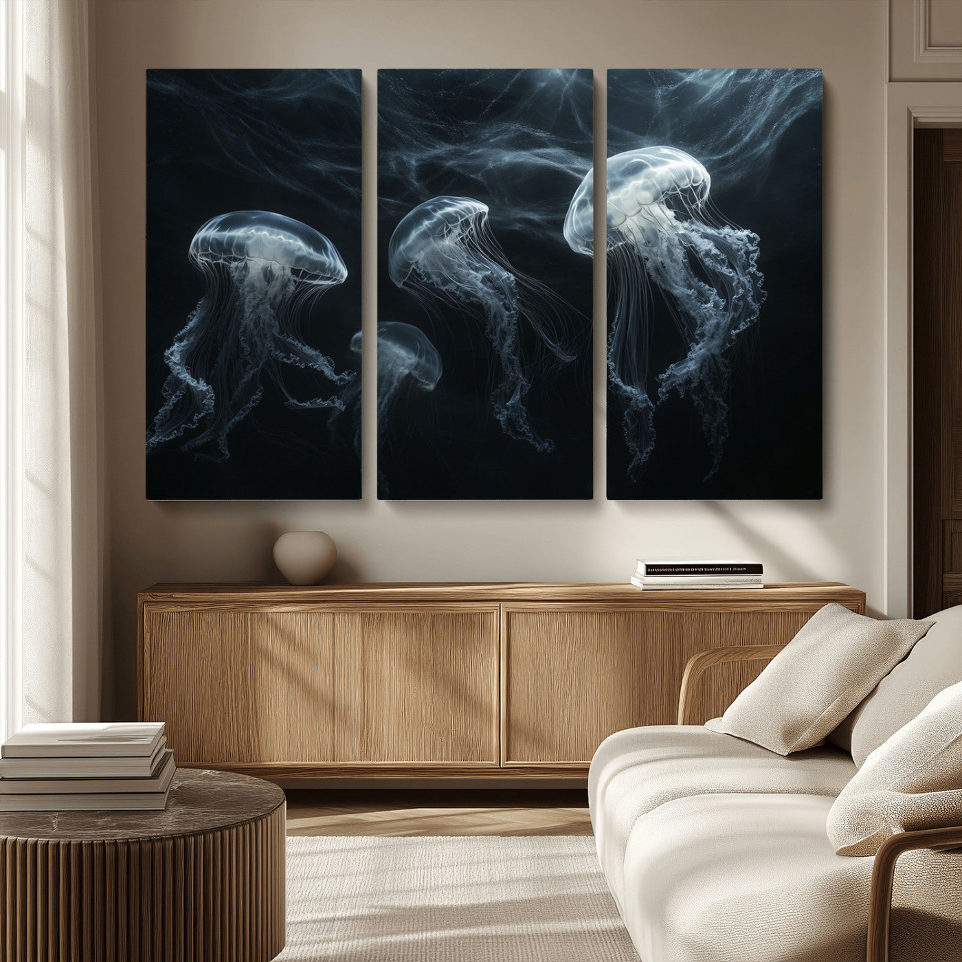 MGV-CV-48X32-3P - Jellyfish Wall Art Canvas Print, Elegant Wall Decor