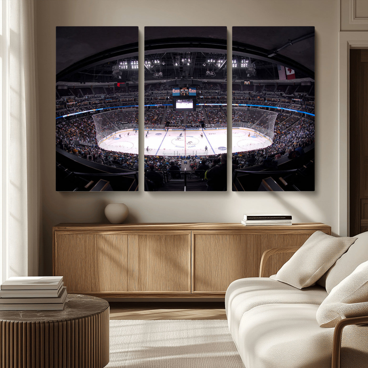 MGV-CV-48X32-3P - Ball Arena Denver Colorado Avalanche Hockey Team Wall Art Canvas Print - Denver Ice Hockey Stadium