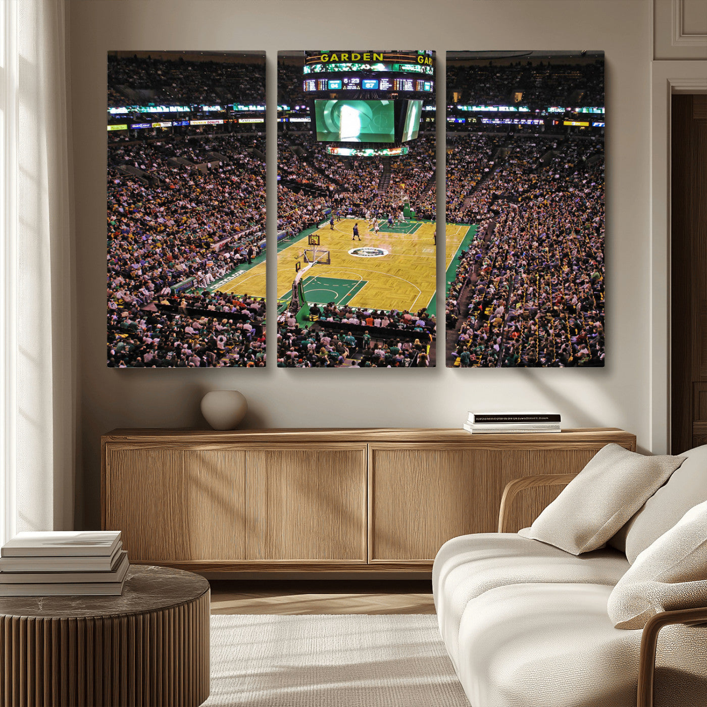 MGV-CV-48X32-3P - Celtics Game Versus The Timberwolves | Baseball Stadium Wall Art | Canvas Print | Ready to Hang