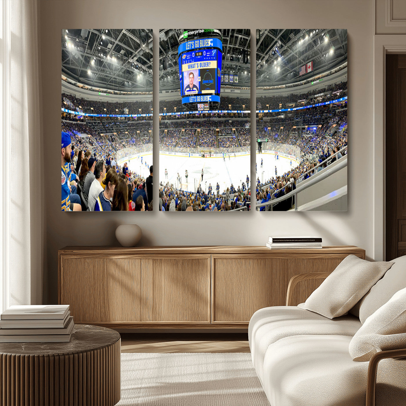 MGV-CV-48X32-3P - Enterprise Center | Missouri St. Louis Blues Ice Hockey Stadium Wall Art | Canvas Print | Ready to