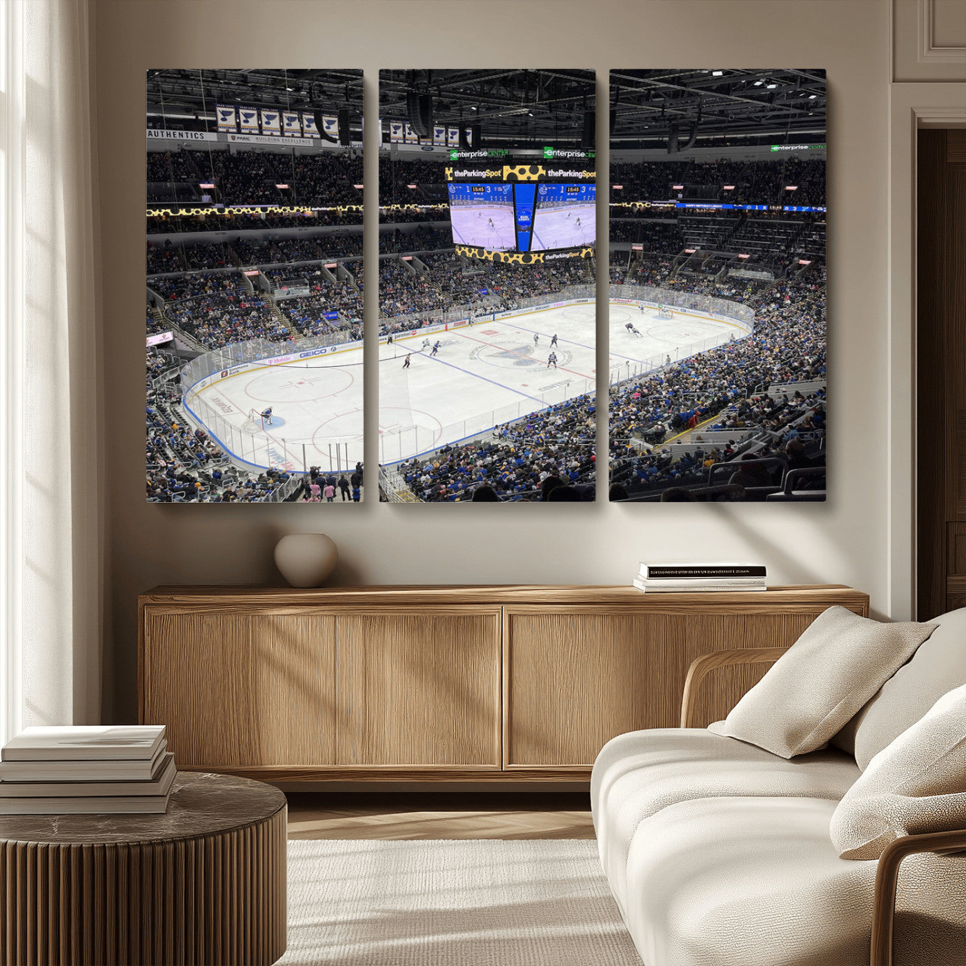 MGV-CV-48X32-3P - Enterprise Center Missouri St. Louis Blues Hockey Stadium Wall Art Canvas Print