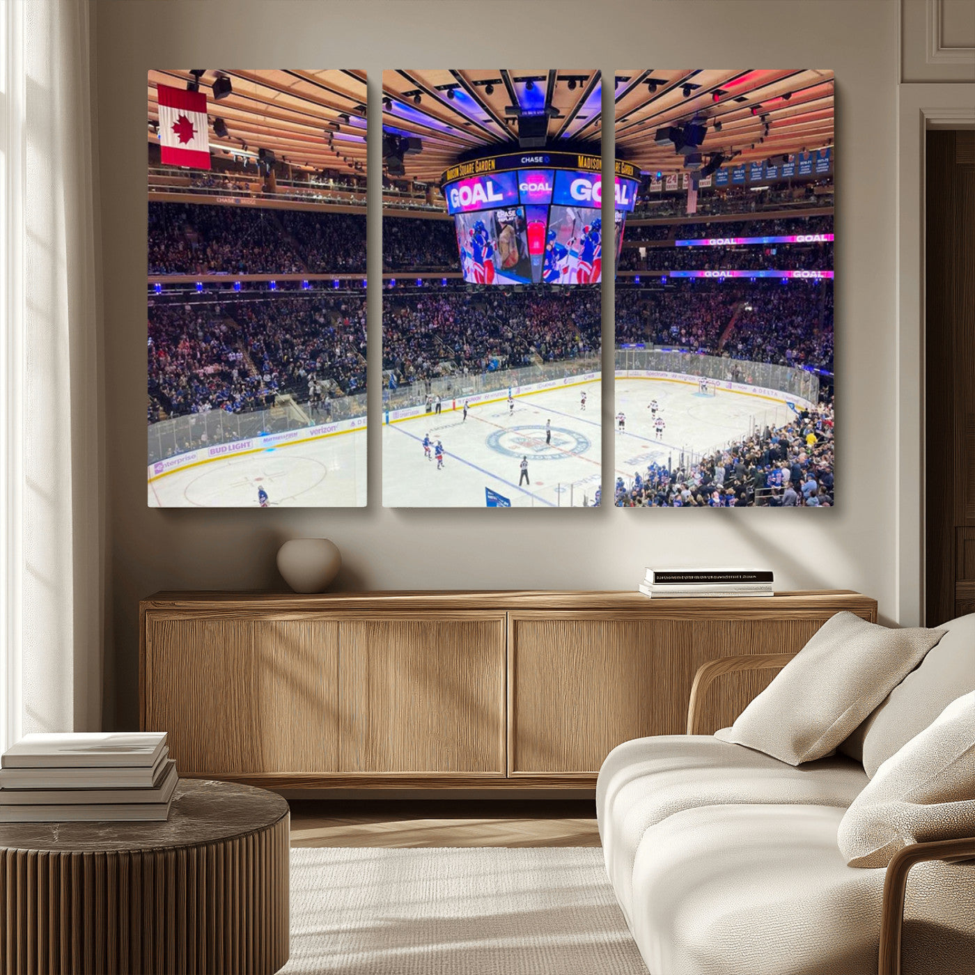 MGV-CV-48X32-3P - Madison New York Rangers Hockey Stadium Wall Art Canvas Print