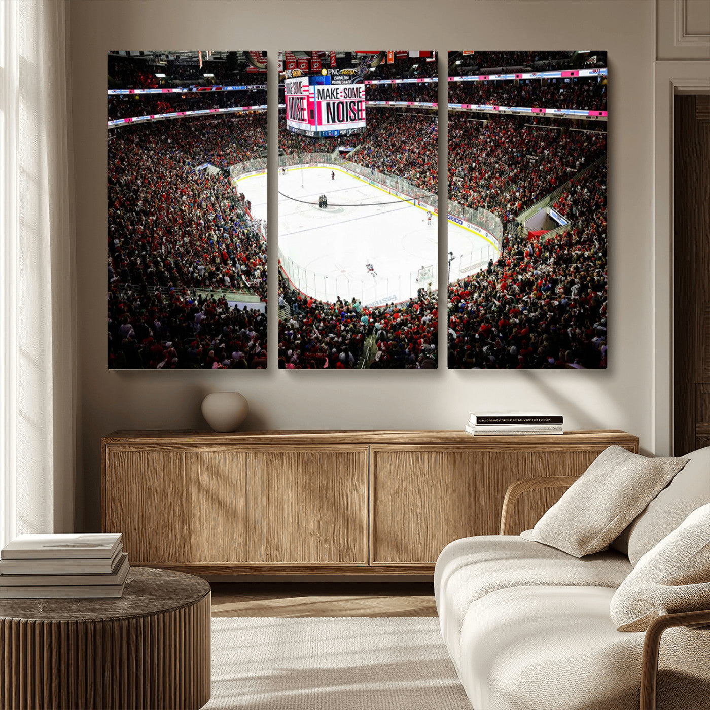 MGV-CV-48X32-3P - PNC Arena Raleigh North Carolina Hurricanes Hockey Stadium Wall Art Canvas, North Carolina