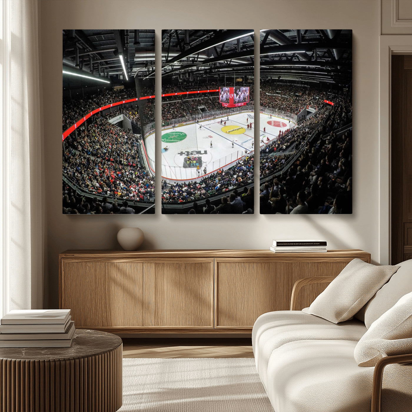 MGV-CV-48X32-3P - Vaudoise Lausanne Ice Hockey Arena Stadium Wall Art Canvas, Vaudoise Lausanne Ice Hockey Canvas