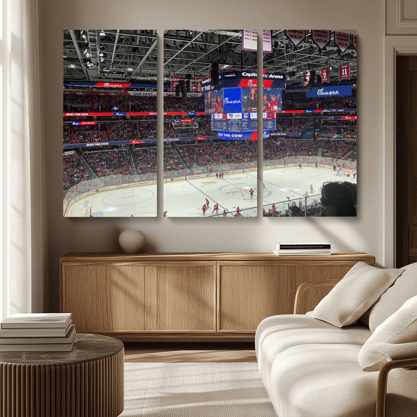 MGV-CV-48X32-3P - Washington Capitols New York Rangers Ice Hockey Game Stadium Wall Art Canvas Print