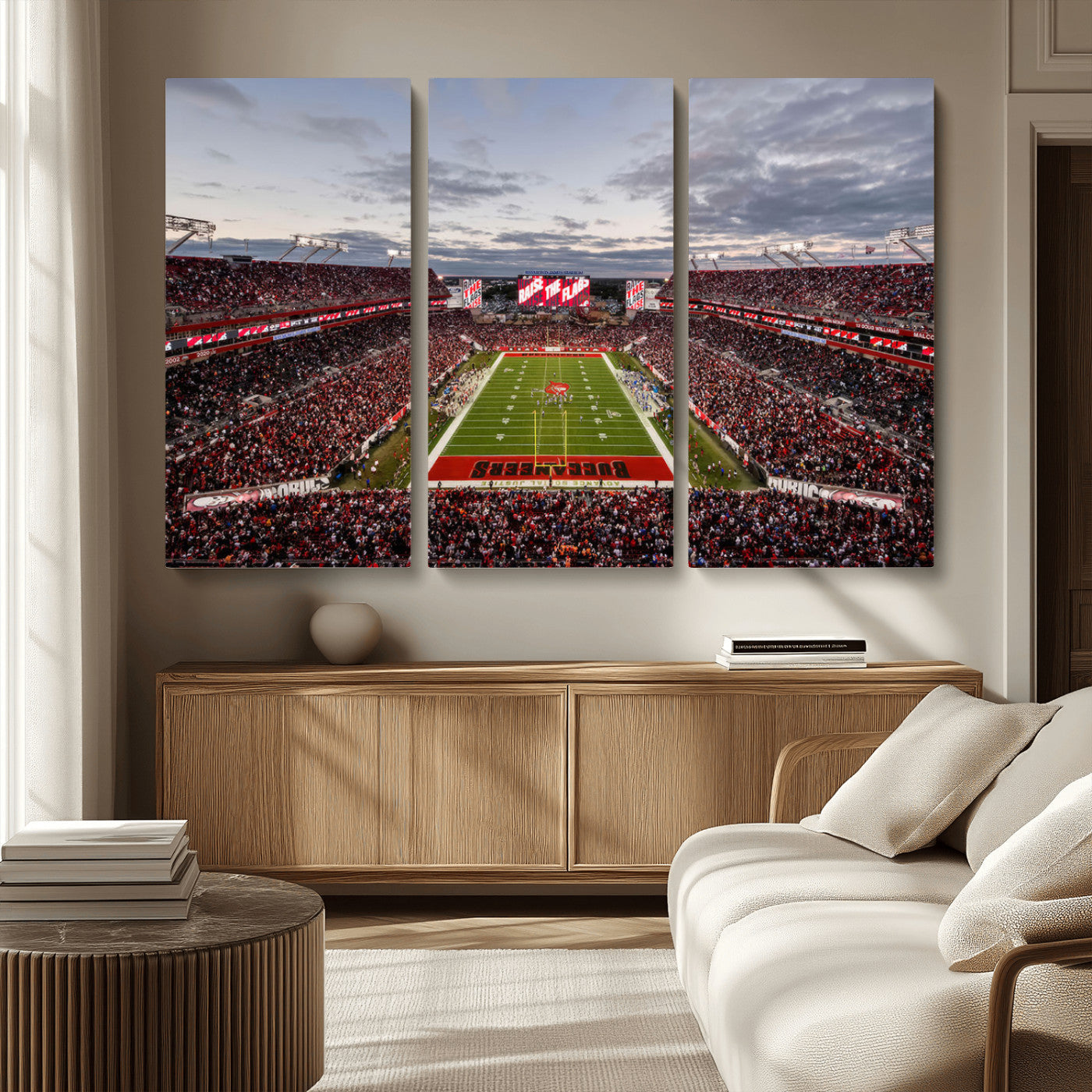 MGV-CV-48X32-3P - Florida Tampa Raymond James Stadium Wall Art Canvas Print - NFL Football Stadium Print Canvas