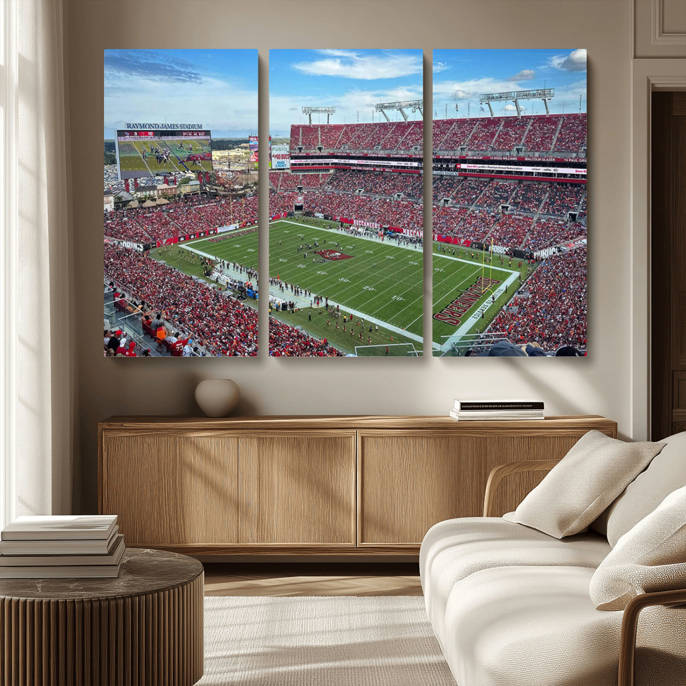 MGV-CV-48X32-3P - Florida Tampa Raymond James Stadium Wall Art Canvas Print - NFL Football Stadium Print Canvas
