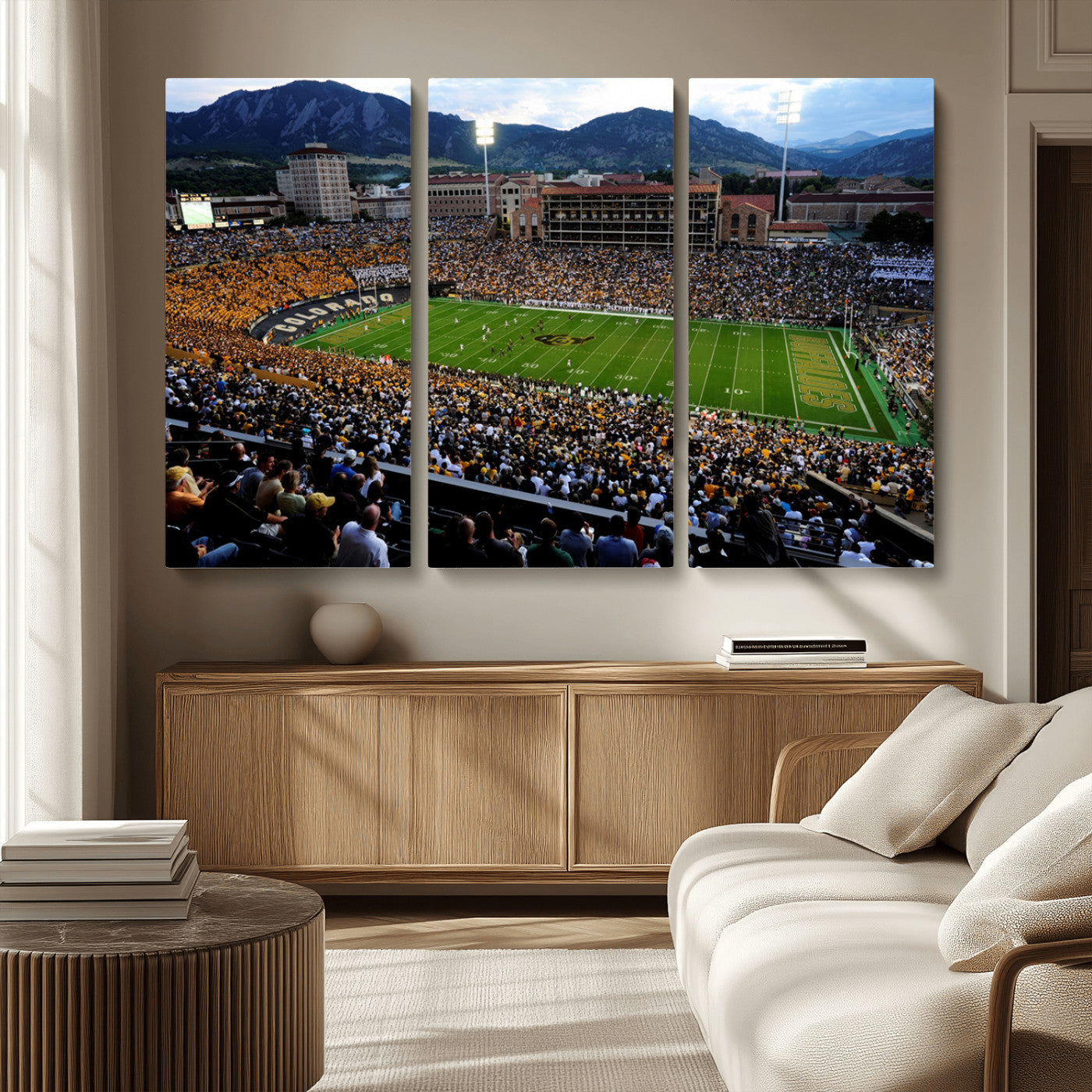 MGV-CV-48X32-3P - Colorado Buffaloes Canvas Print - Boulder Folsom Field Stadium Wall Art Canvas Print, Football Print