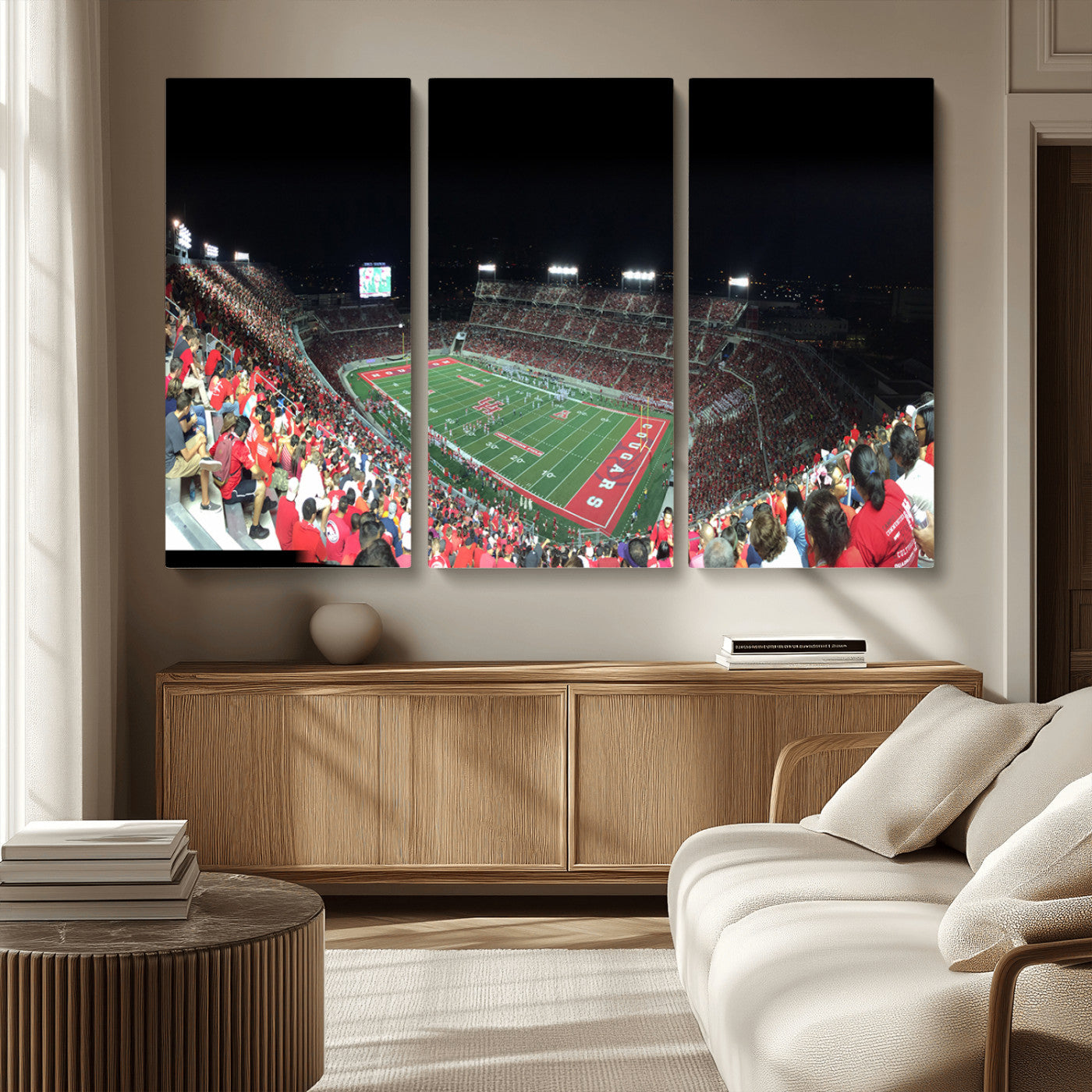 MGV-CV-48X32-3P - Houston Cougars Football Team Print - Houston TDECU Stadium Wall Art Canvas Print