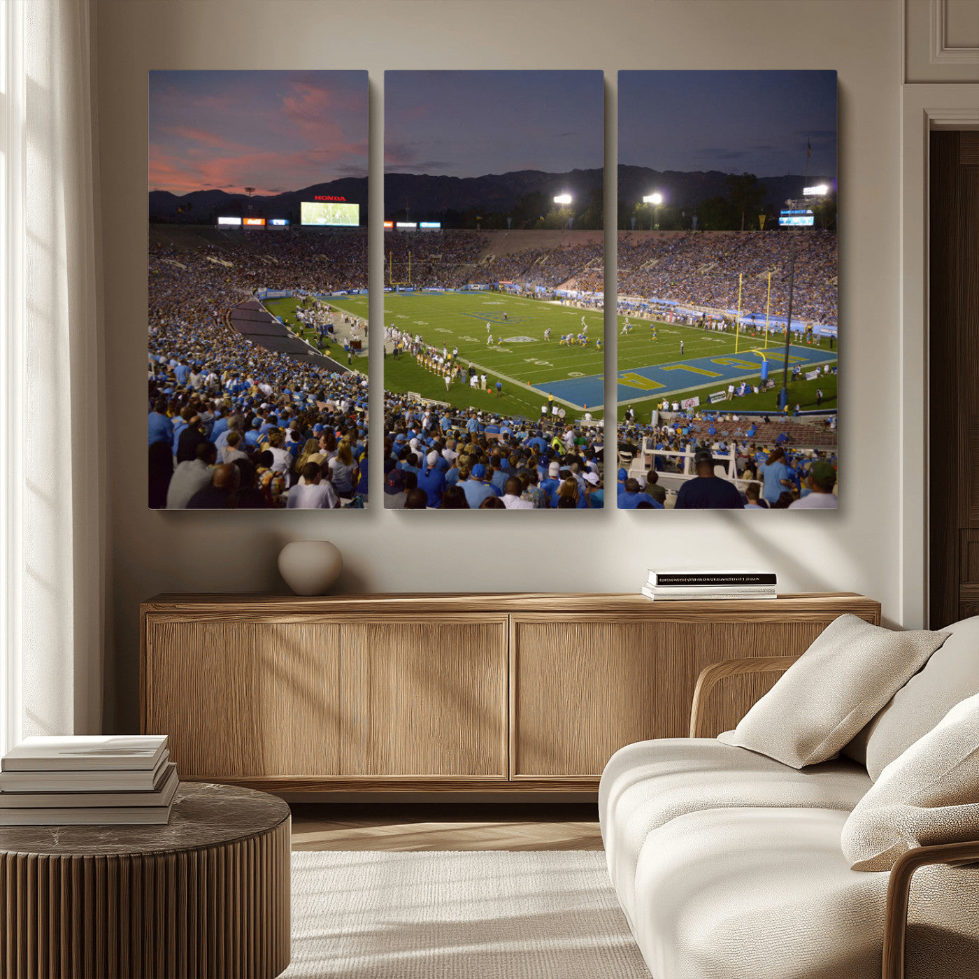 MGV-CV-48X32-3P - UCLA Bruins Football Team Print - Pasadena Rose Bowl Stadium Wall Art Canvas Print