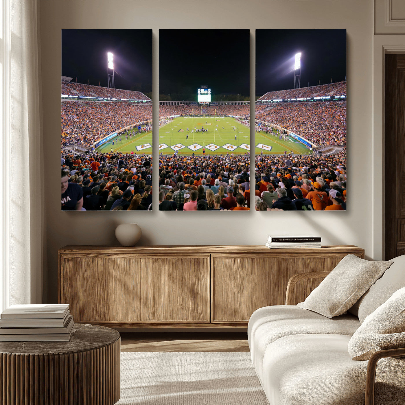 MGV-CV-48X32-3P - Virginia Cavaliers Football Team Print - Charlottesville Scott Stadium Wall Art Canvas Print