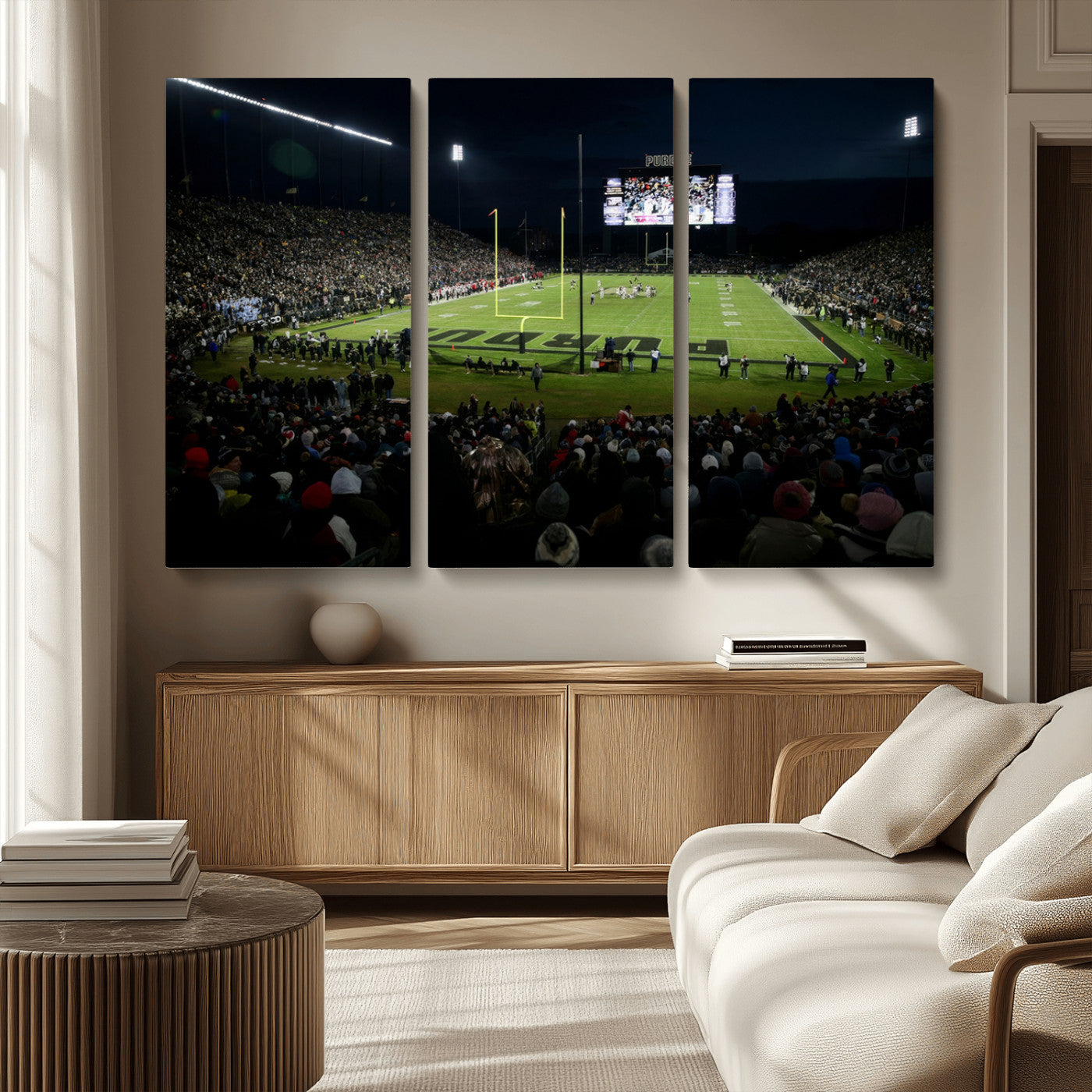 MGV-CV-48X32-3P - Purdue Boilermakers Football Team Print - West Lafayette Ross–Ade Stadium Wall Art Canvas Print