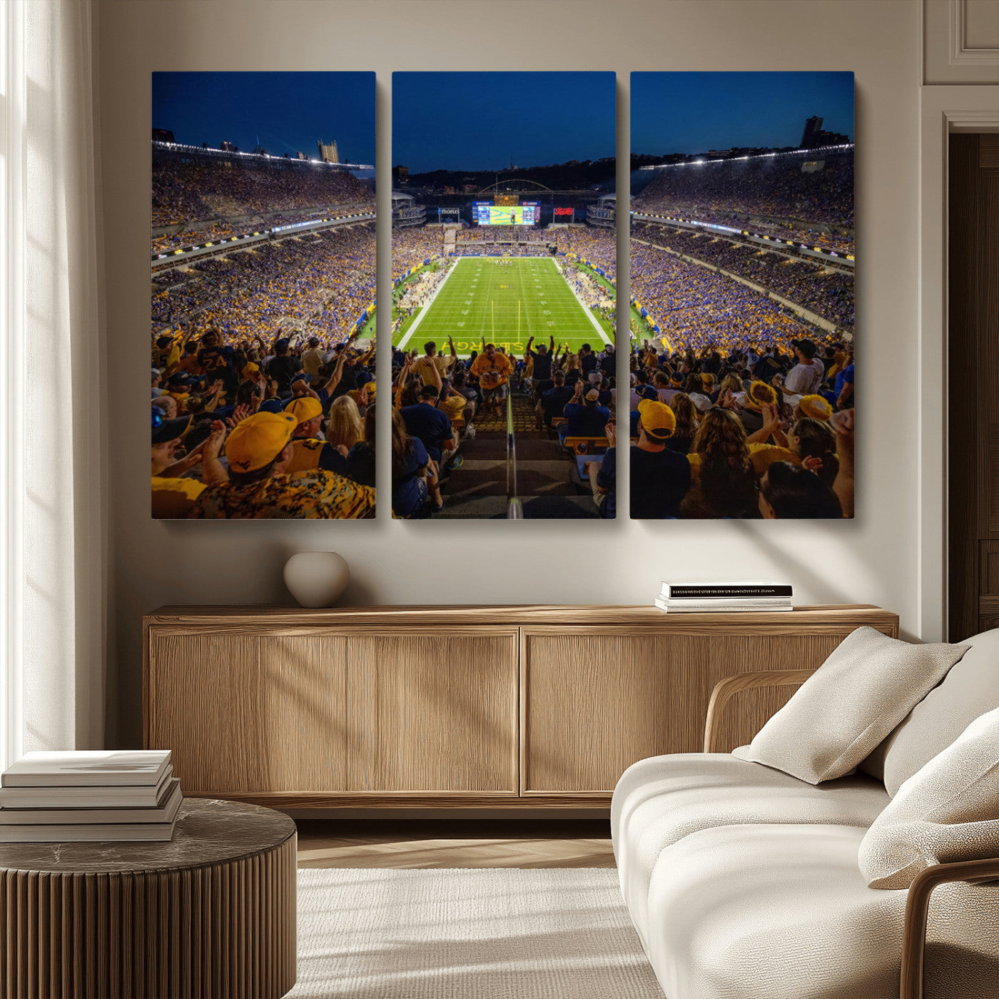 MGV-CV-48X32-3P - Pittsburgh Panthers Football Team Print - Pittsburgh Acrisure Stadium Wall Art Canvas Print