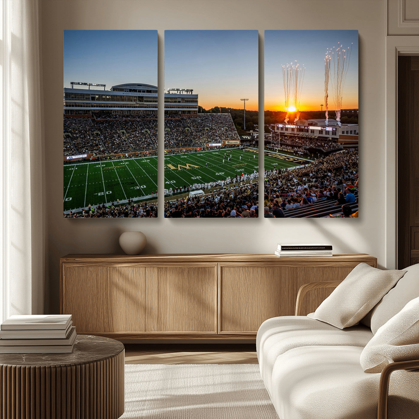 MGV-CV-48X32-3P - Demon Deacons Football Team Print Canvas- Winston-Salem Allegacy Federal Credit Union Stadium Wall