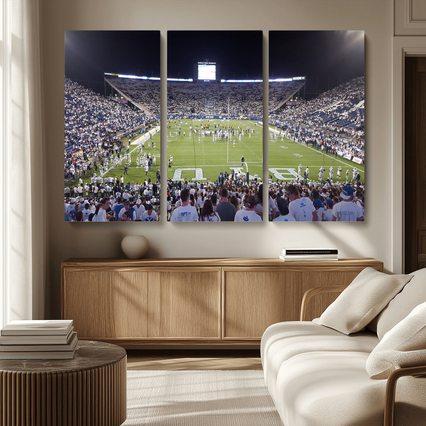 MGV-CV-48X32-3P - Brigham Young University Cougars Football Print Canvas - Provo LaVell Edwards Stadium Wall Art