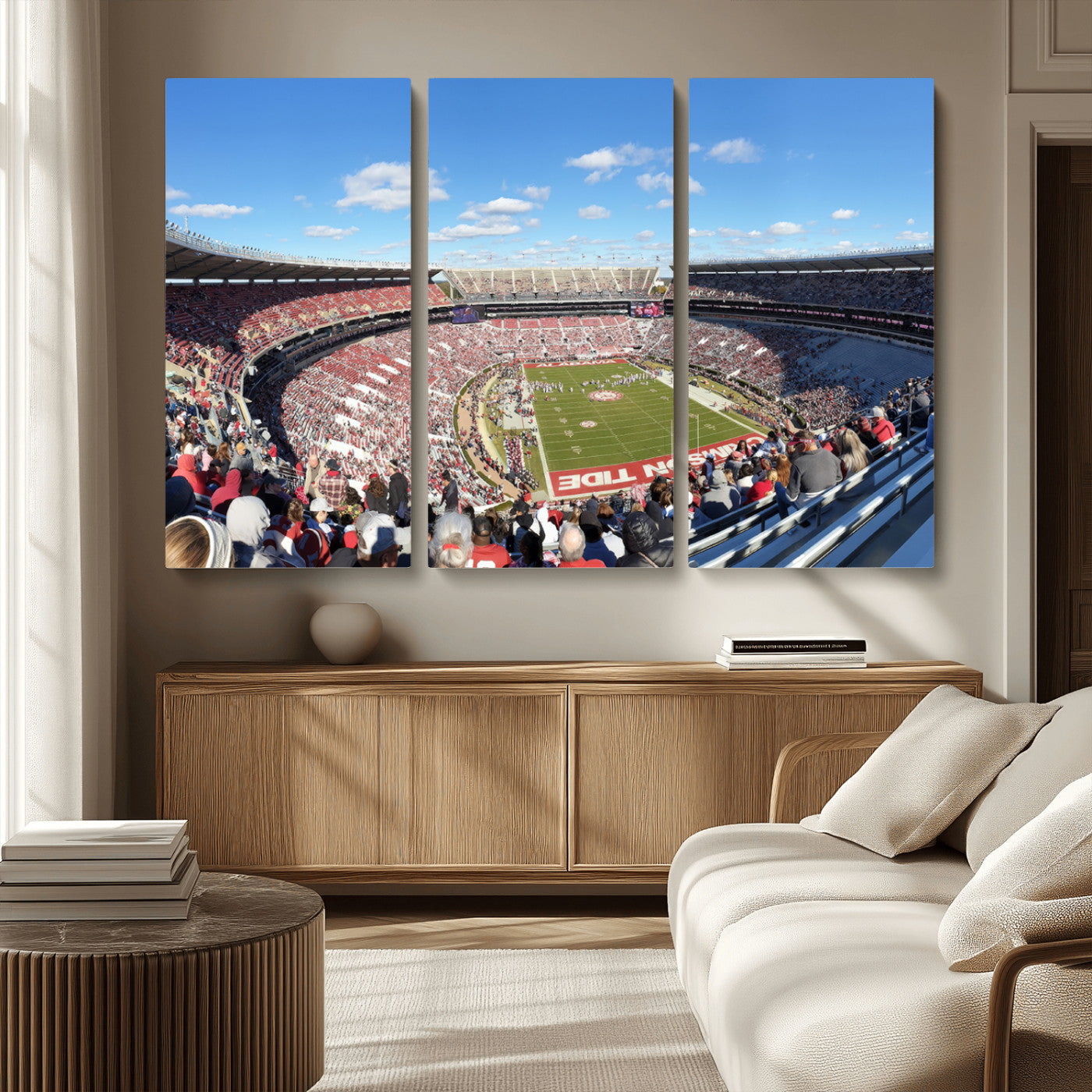 MGV-CV-48X32-3P - University of Alabama Crimson Tide Print Wall Art - Tuscaloosa Bryant-Denny Stadium Wall Art Canvas
