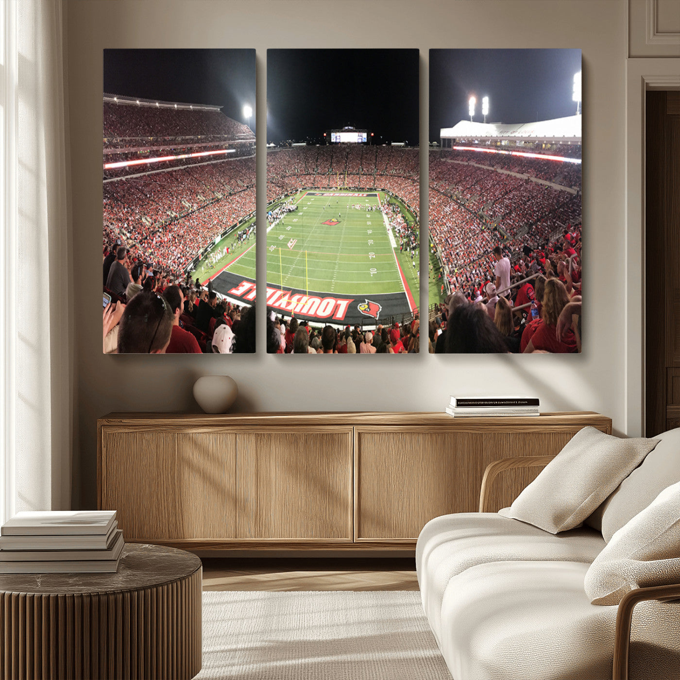 MGV-CV-48X32-3P - University of Louisville Cardinals Football Team Print - Louisville Cardinal Stadium Wall Art Canvas